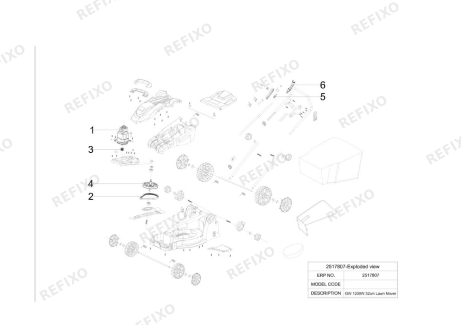 Greenworks 2517807 Exploded view mower — схема запчастей