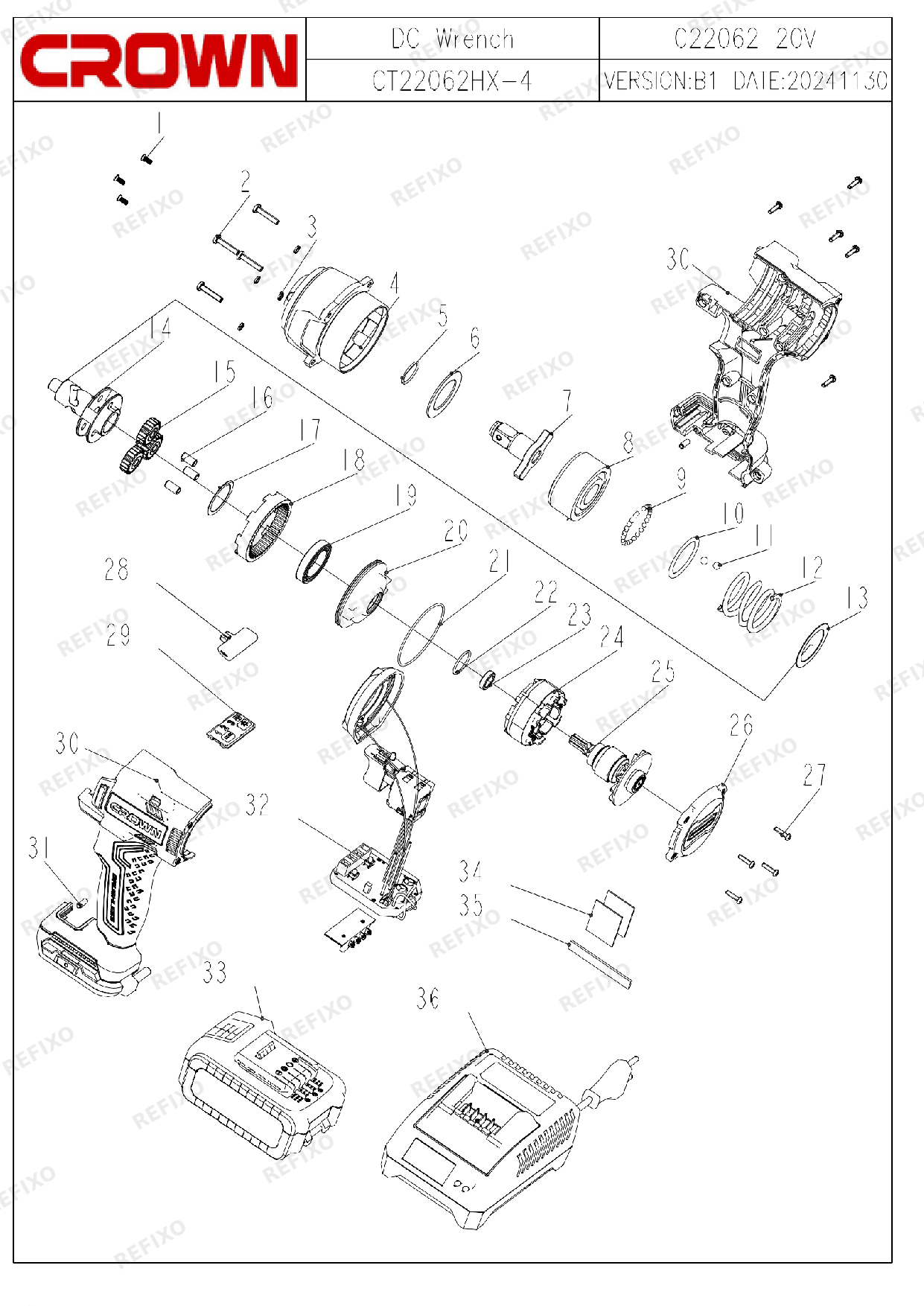 CROWN CT22062HX — схема запчастей
