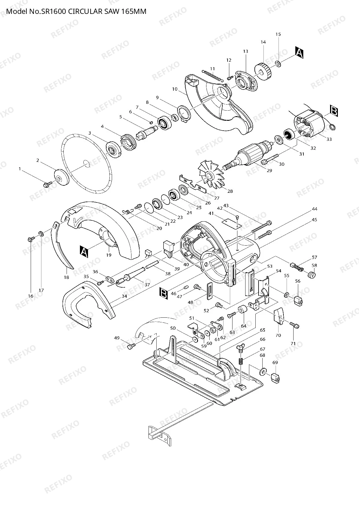 MAKITA SR1600 — схема запчастей