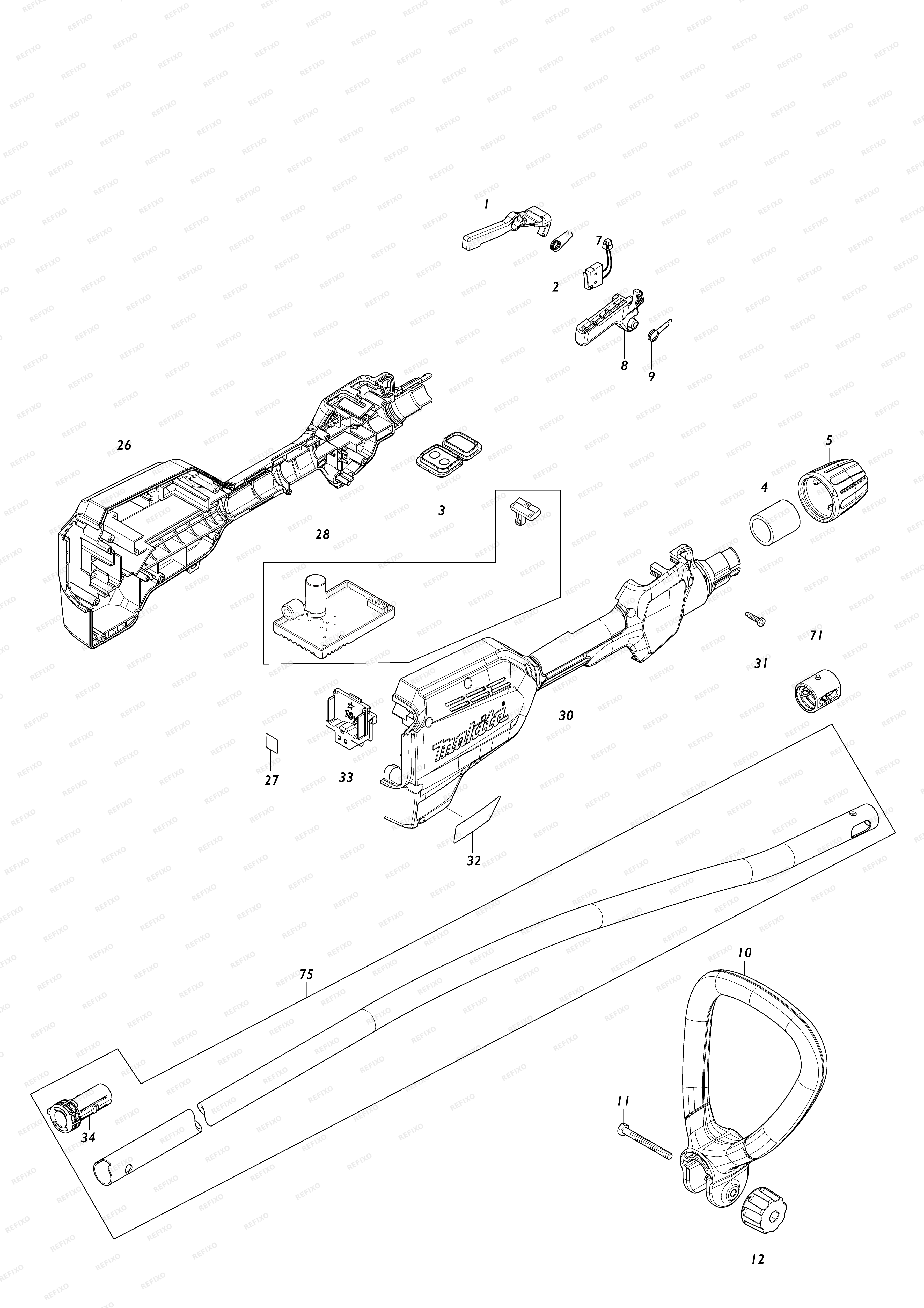 MAKITA DUR189 — схема запчастей