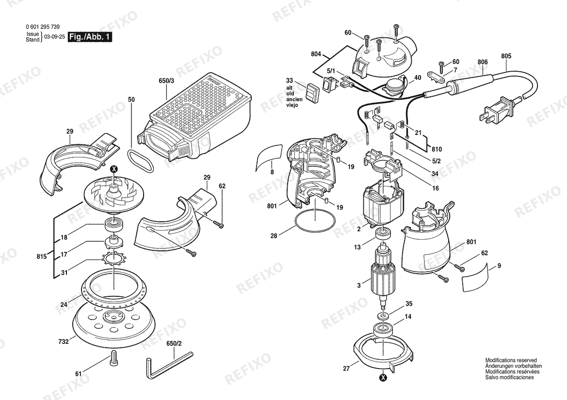 Bosch Вибрационная шлифмашина GEX 12 AE | 115 V | 061 - US (0 601 295 739) — схема запчастей