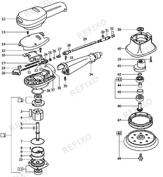 Festool LEX 185 - Druckluft- эксцентриковая шлифмашина 692092 — схема запчастей