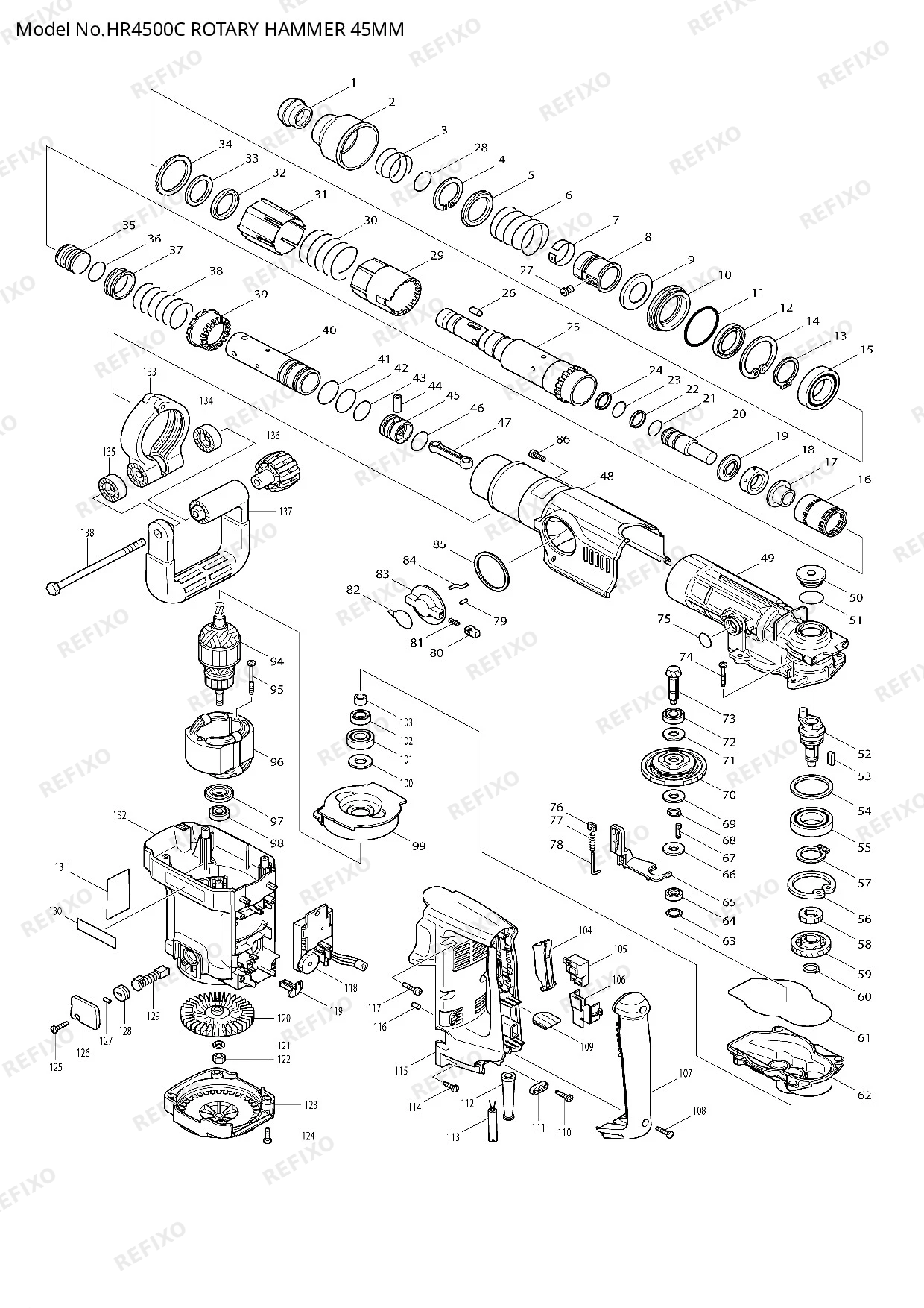 MAKITA HR4500C — схема запчастей
