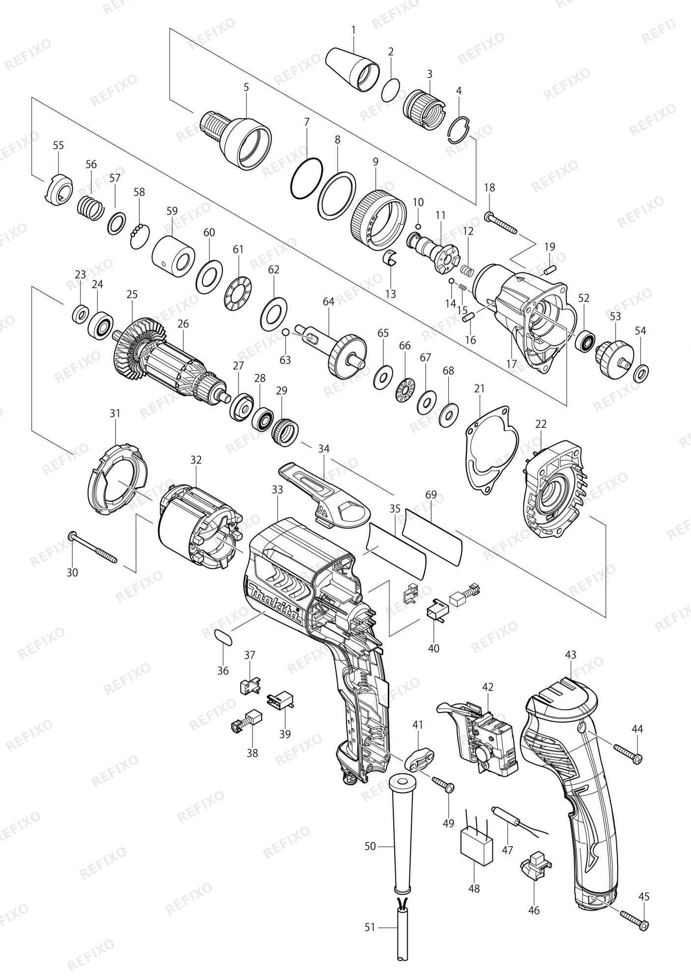 MAKITA FS2700 — схема запчастей