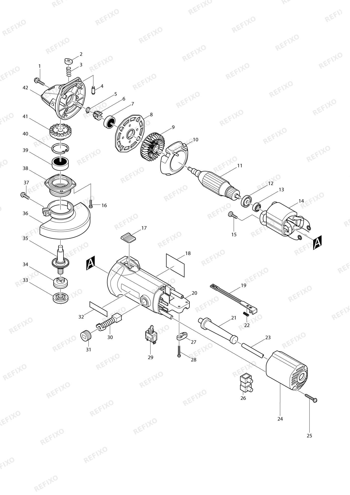 MAKITA 9525NB — схема запчастей