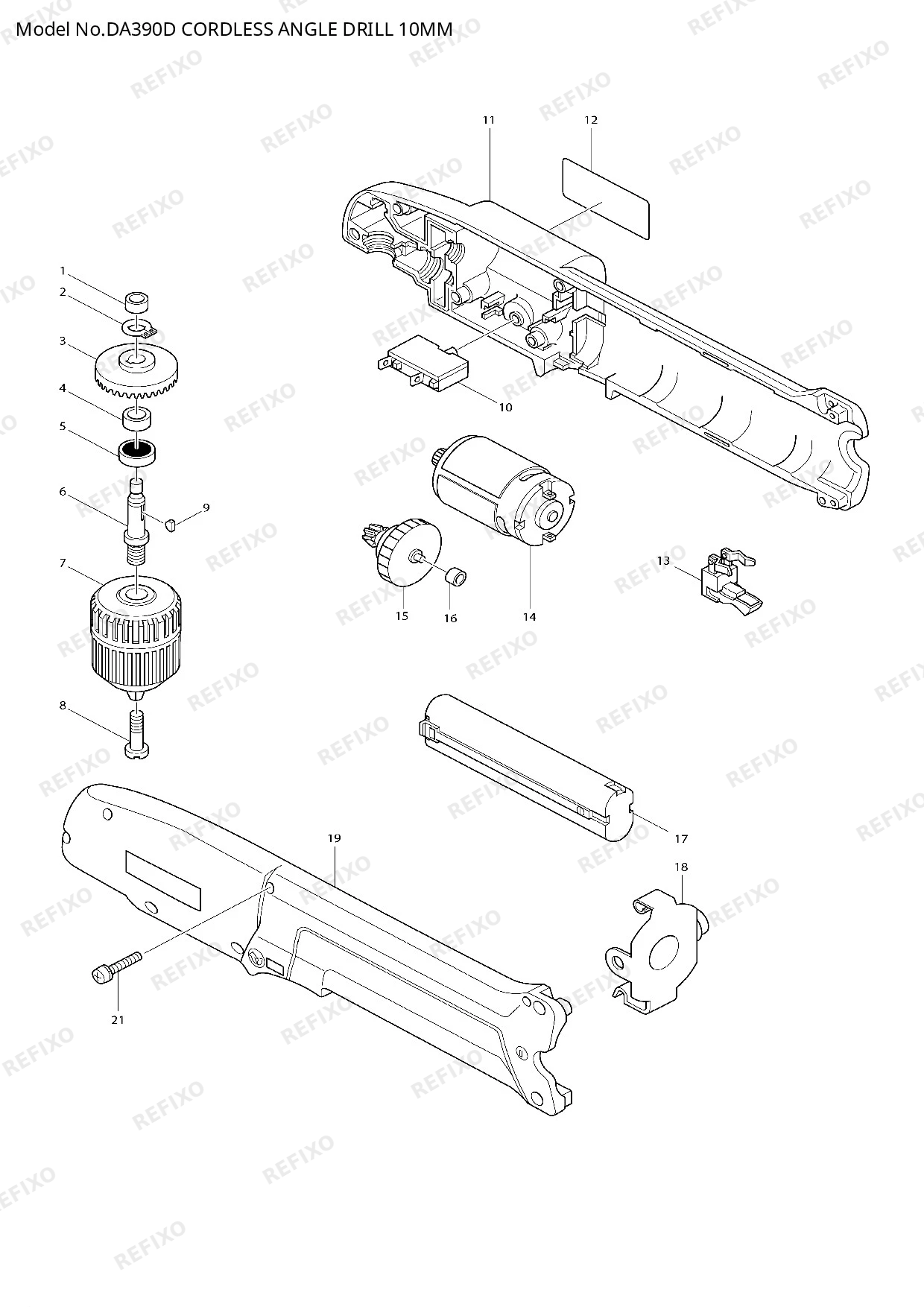 MAKITA DA390D — схема запчастей