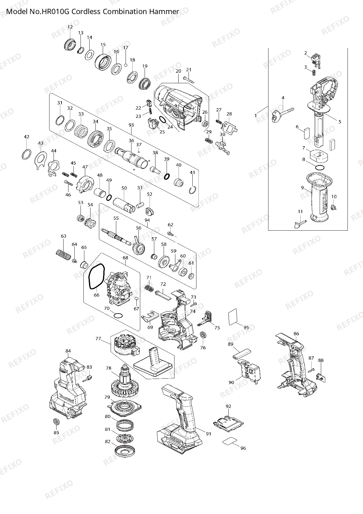 MAKITA HR010G — схема запчастей
