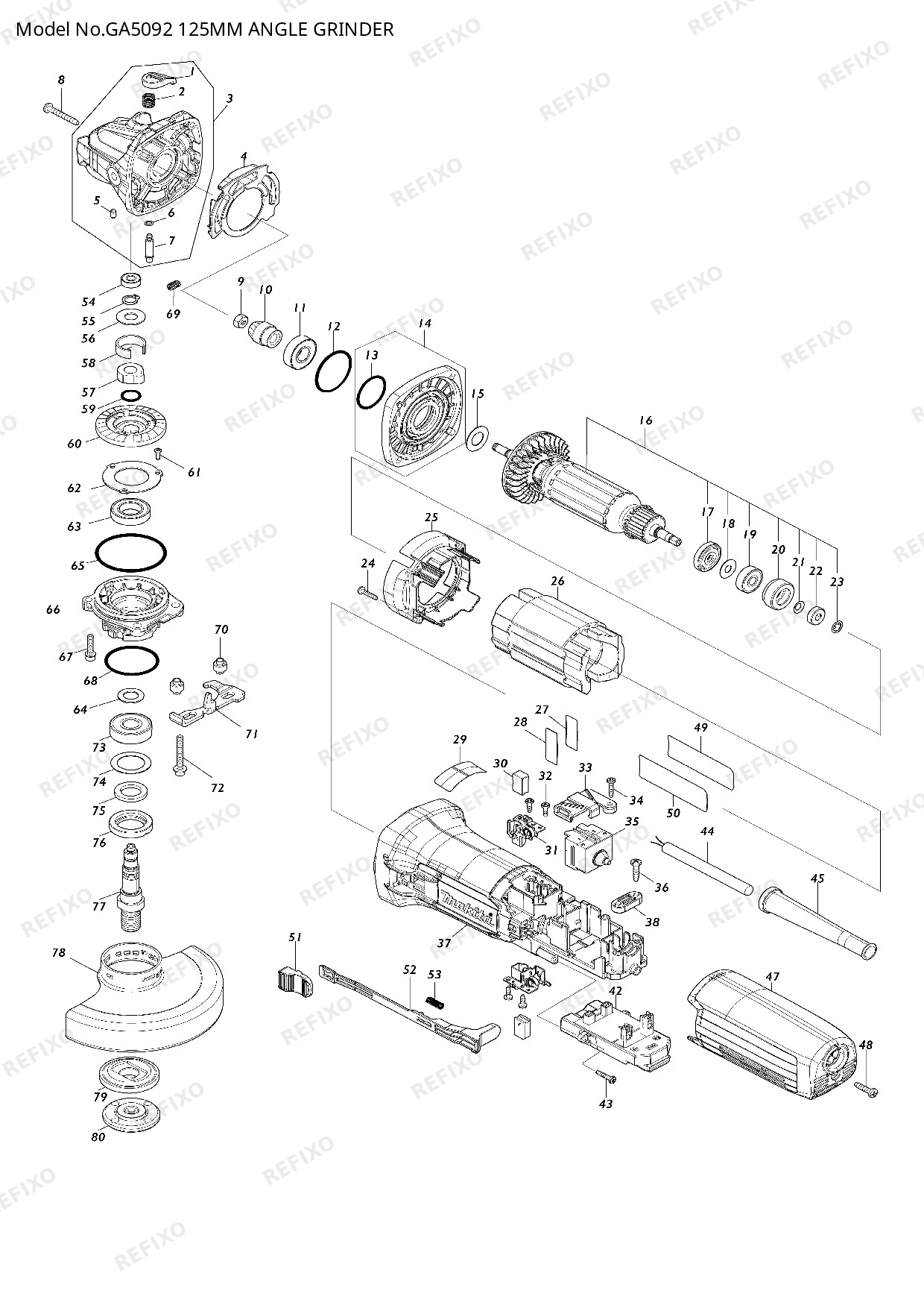 MAKITA GA5092 — схема запчастей