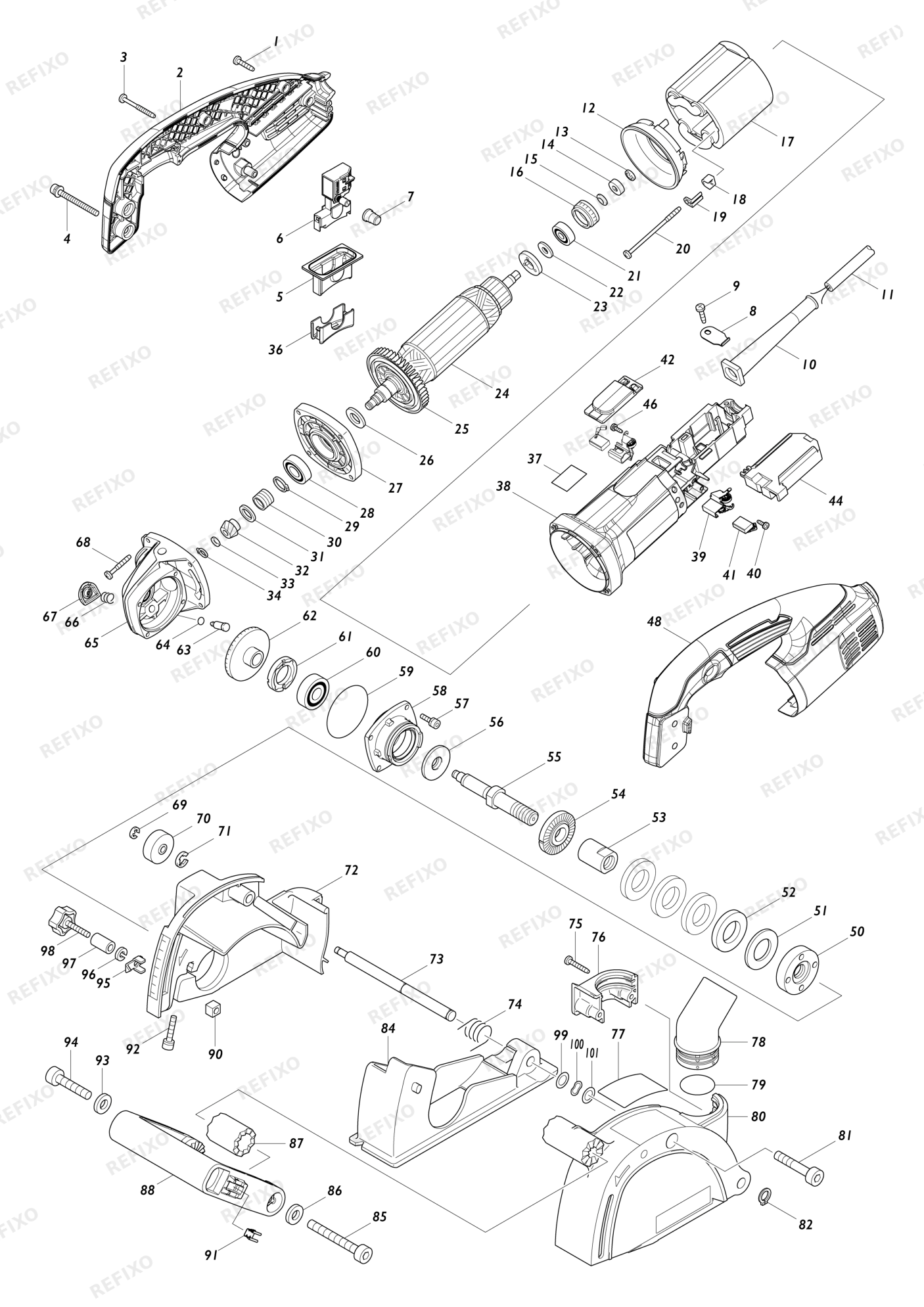 MAKITA SG1251 — схема запчастей