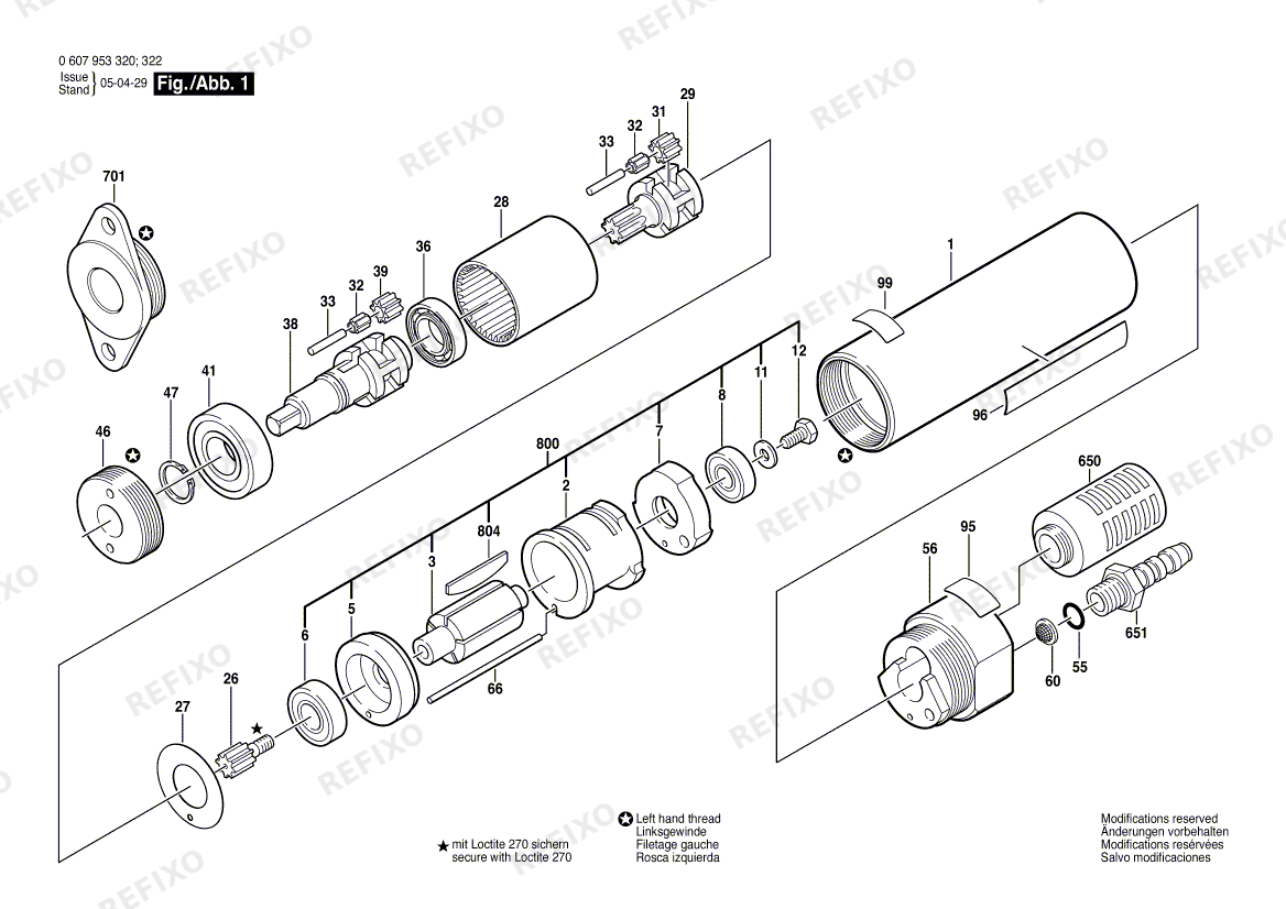 Bosch Einbaumotor 180 WATT-SERIE (0 607 953 320) — схема запчастей