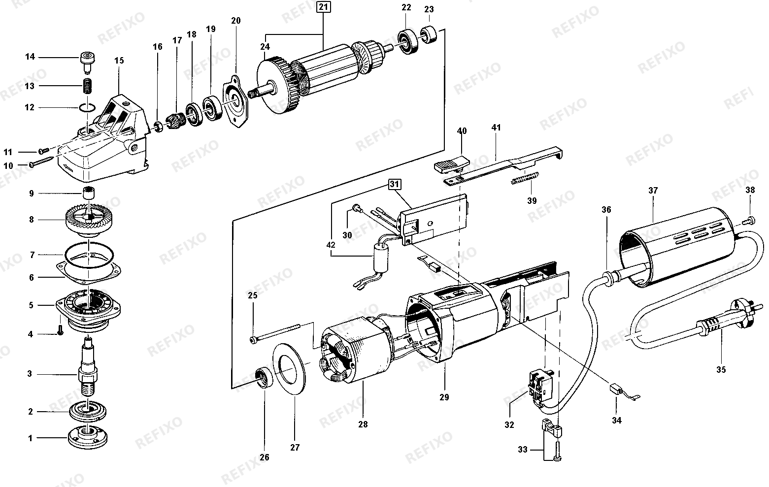 Flex L 1710 FR Einhandwinkelschleifer — схема запчастей