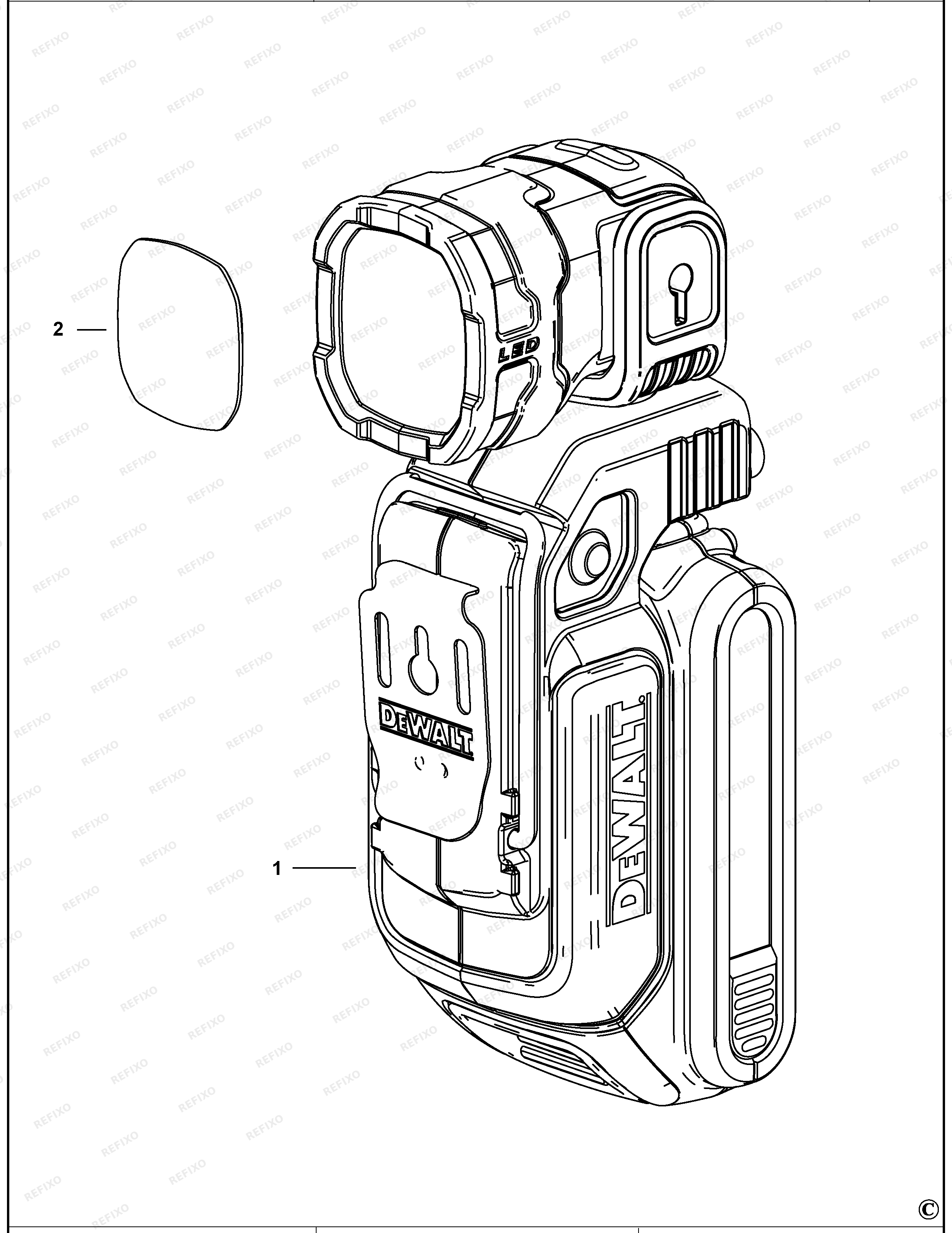 DeWalt ОСВЕТИТЕЛЬНЫЙ ПРИБОР DCL044 — схема запчастей