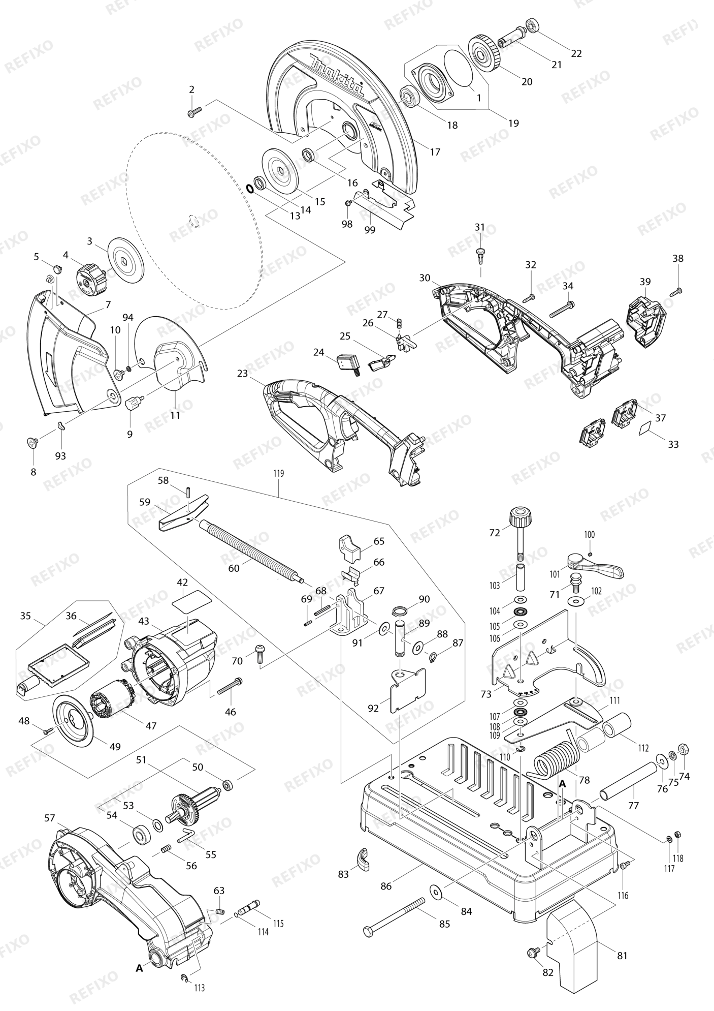 MAKITA DLW140 — схема запчастей