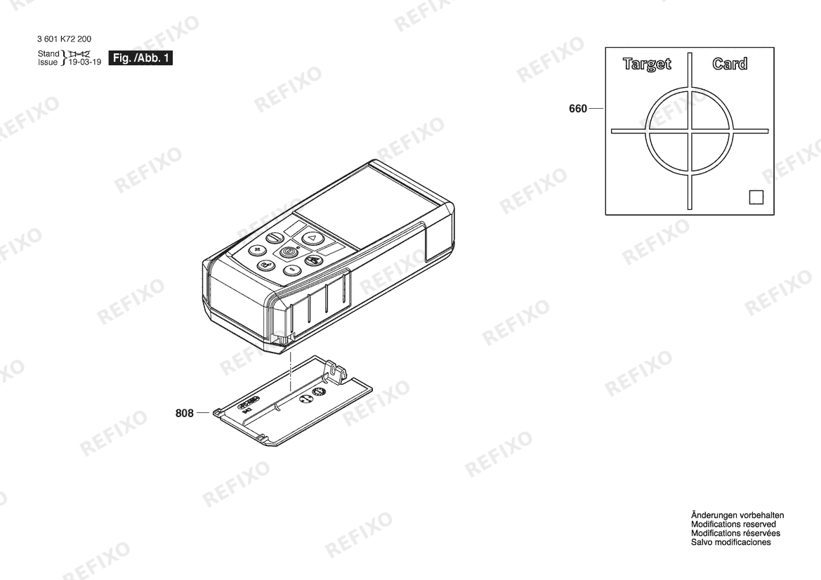 Bosch Entfernungsmesser GLM 50 | 001 - EU (3 601 K72 200) — схема запчастей