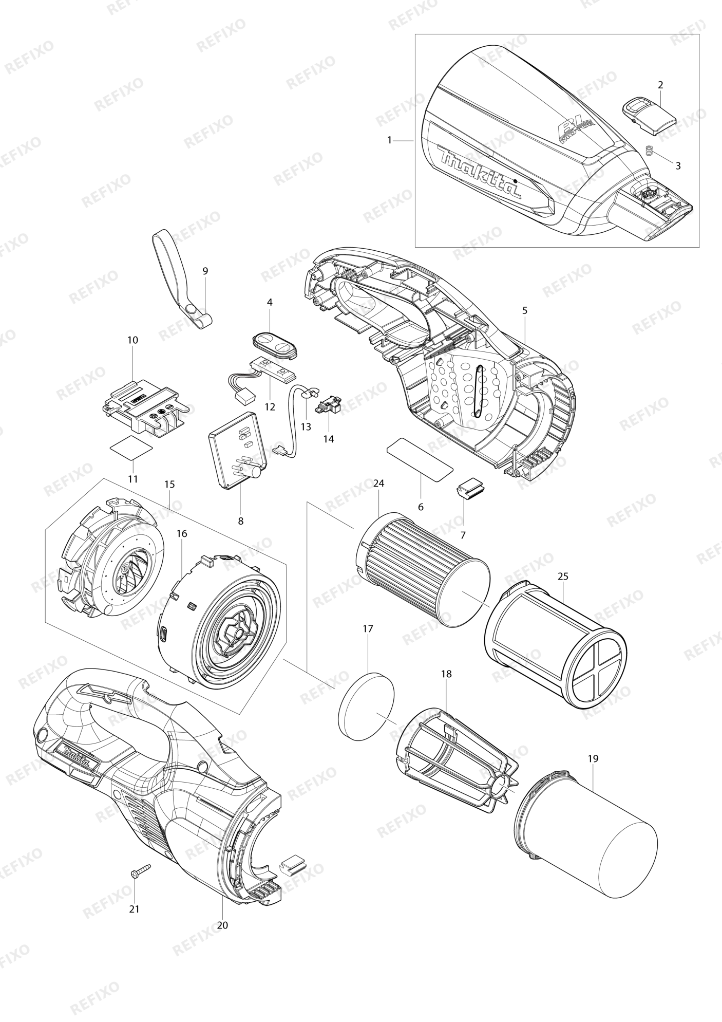 MAKITA DCL281F — схема запчастей