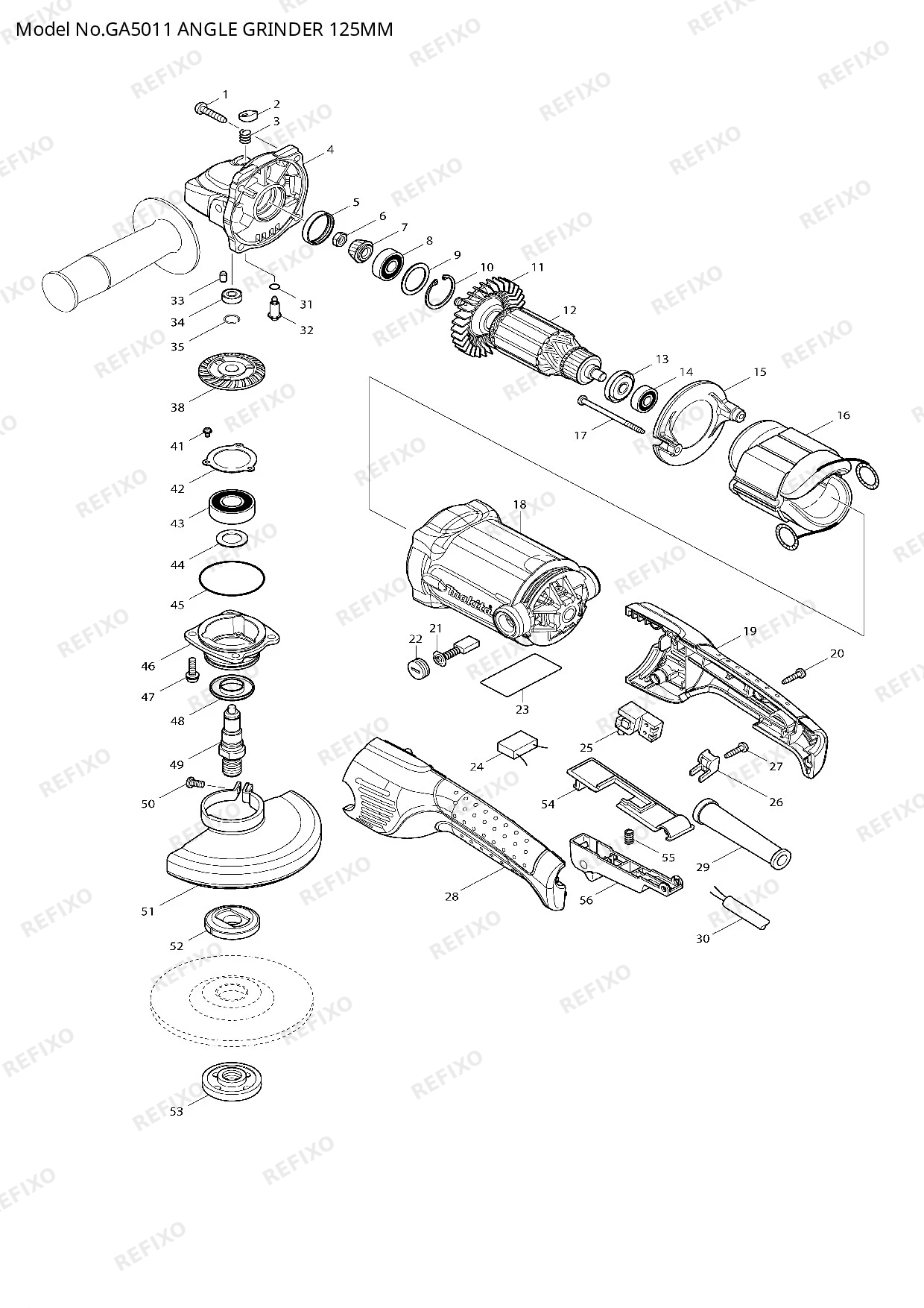 MAKITA GA5011 — схема запчастей