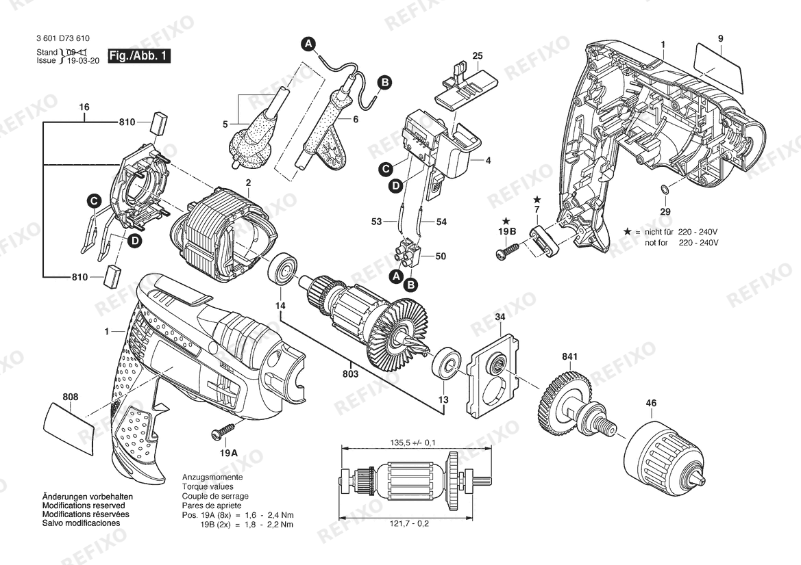 Bosch Дрель 1006VSR | 120 V | 061 - US (3 601 D73 610) — схема запчастей