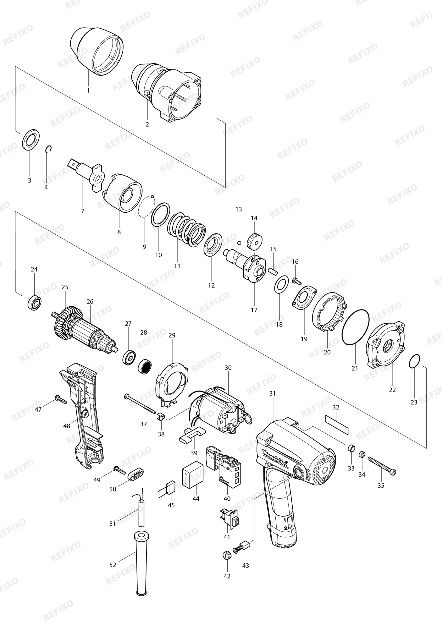 MAKITA TW0250 — схема запчастей
