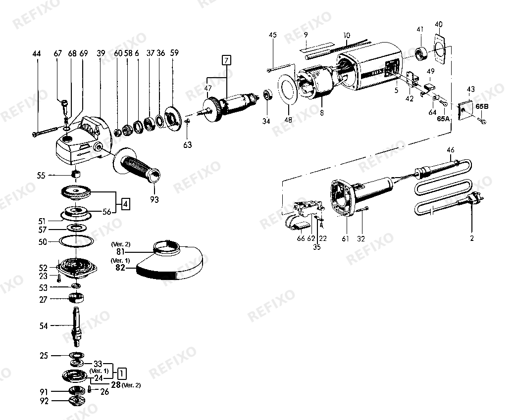 Flex LK 2008 C угловая шлифмашина — схема запчастей