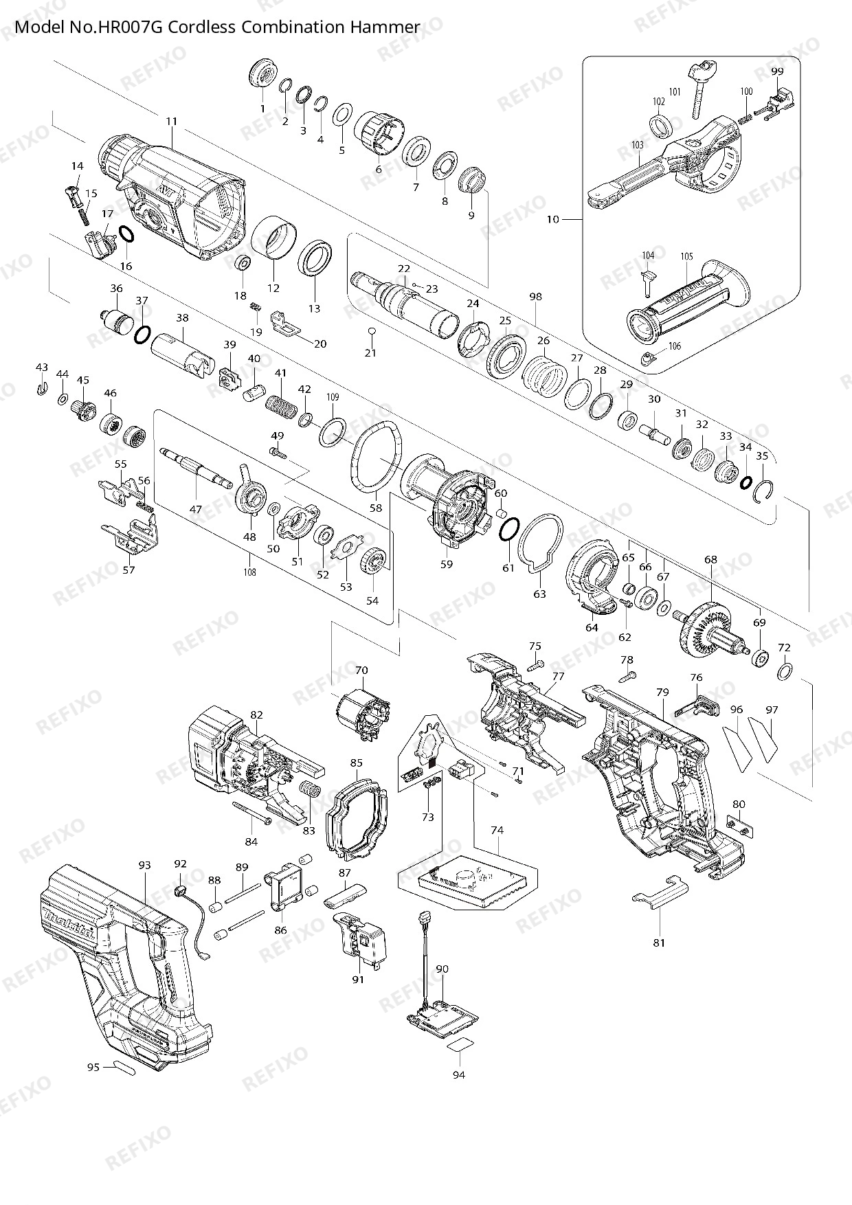 MAKITA HR007G — схема запчастей