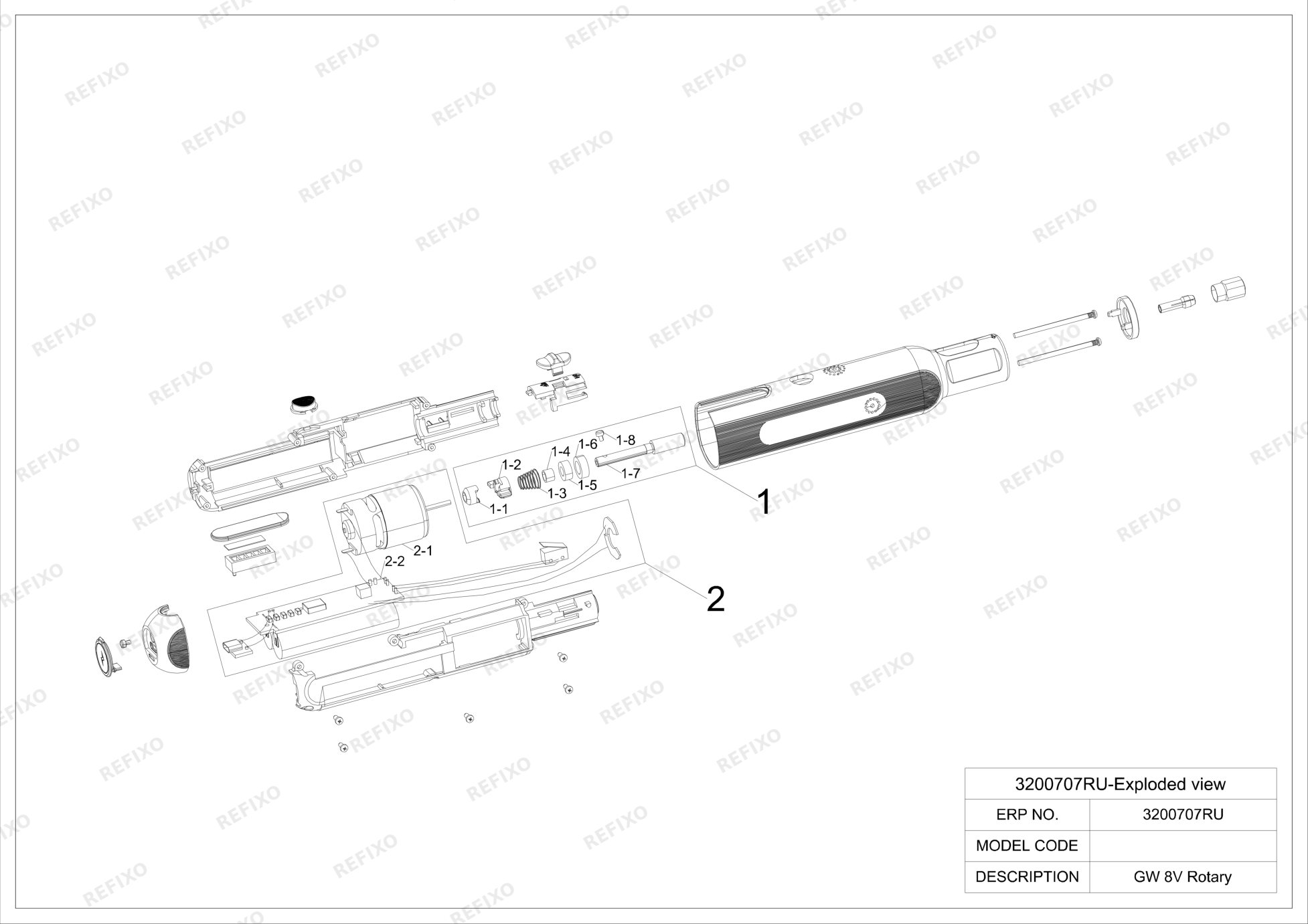 Greenworks 3200707- Exploded view — схема запчастей