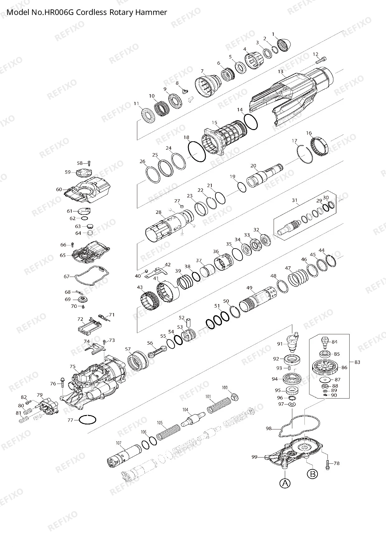MAKITA HR006G — схема запчастей