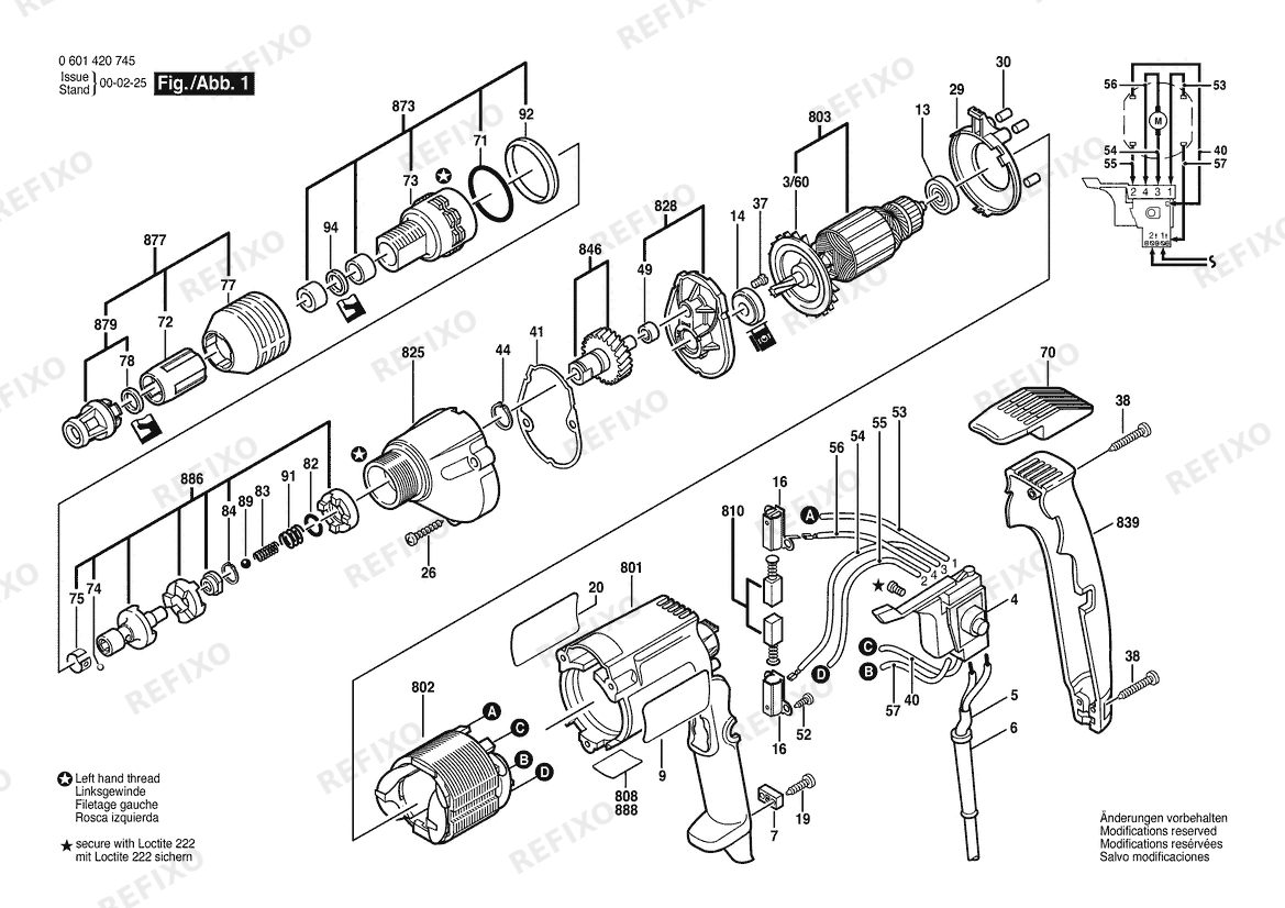 Bosch Шуруповёрт GSR 6-40 TE | 115 V | 030 - CA (0 601 420 745) — схема запчастей