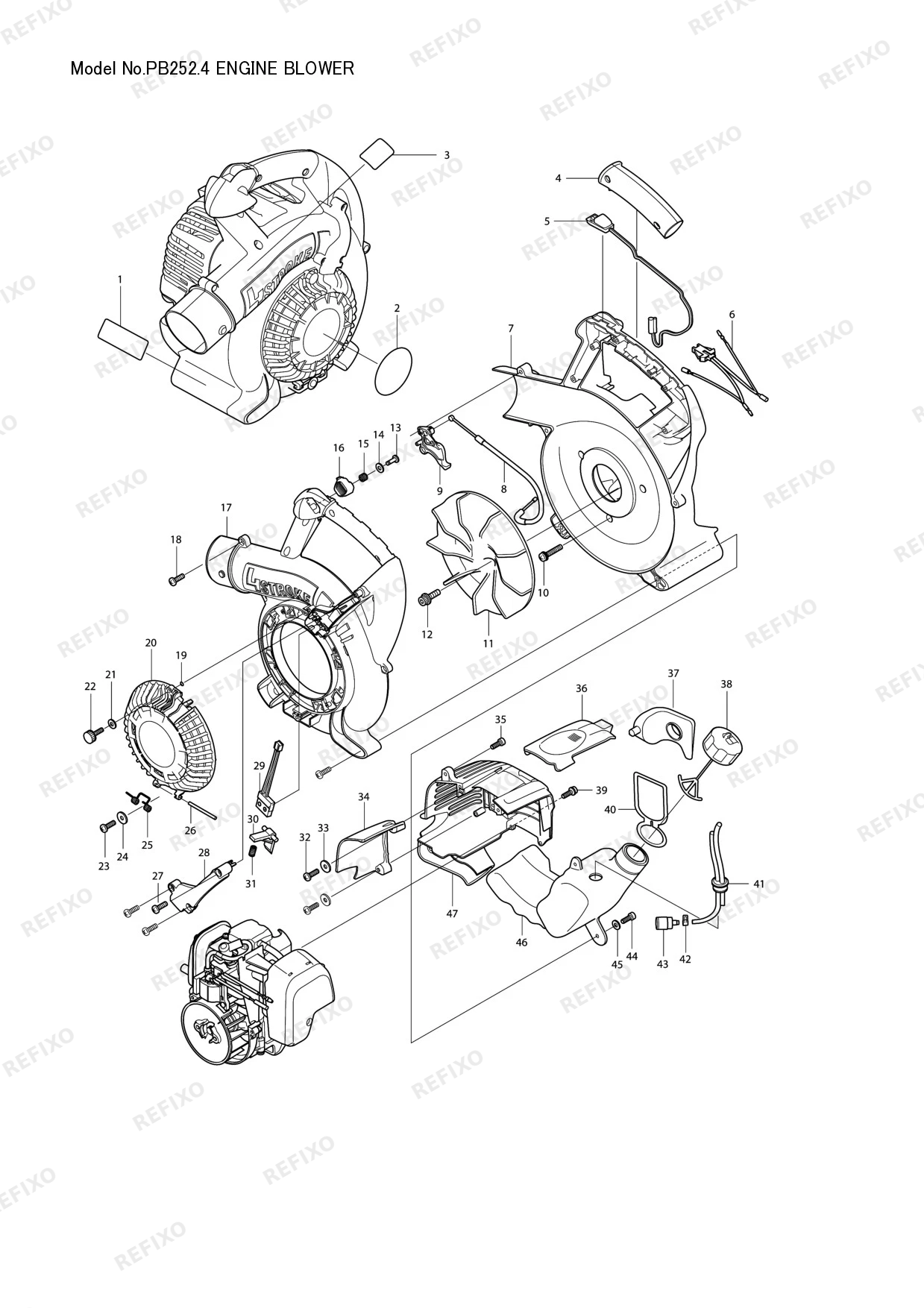 MAKITA PB 252.4 — схема запчастей