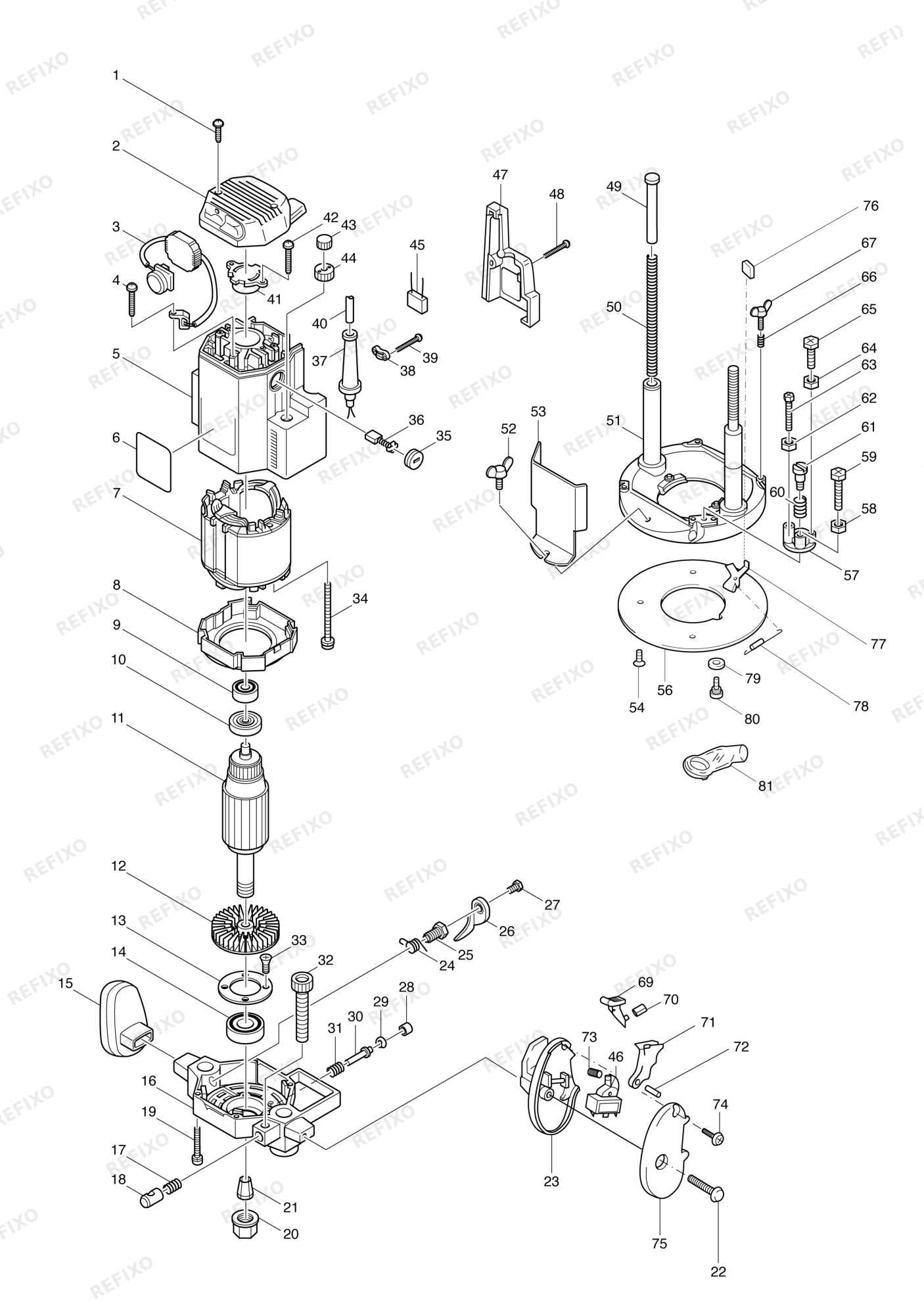 MAKITA 3612C — схема запчастей