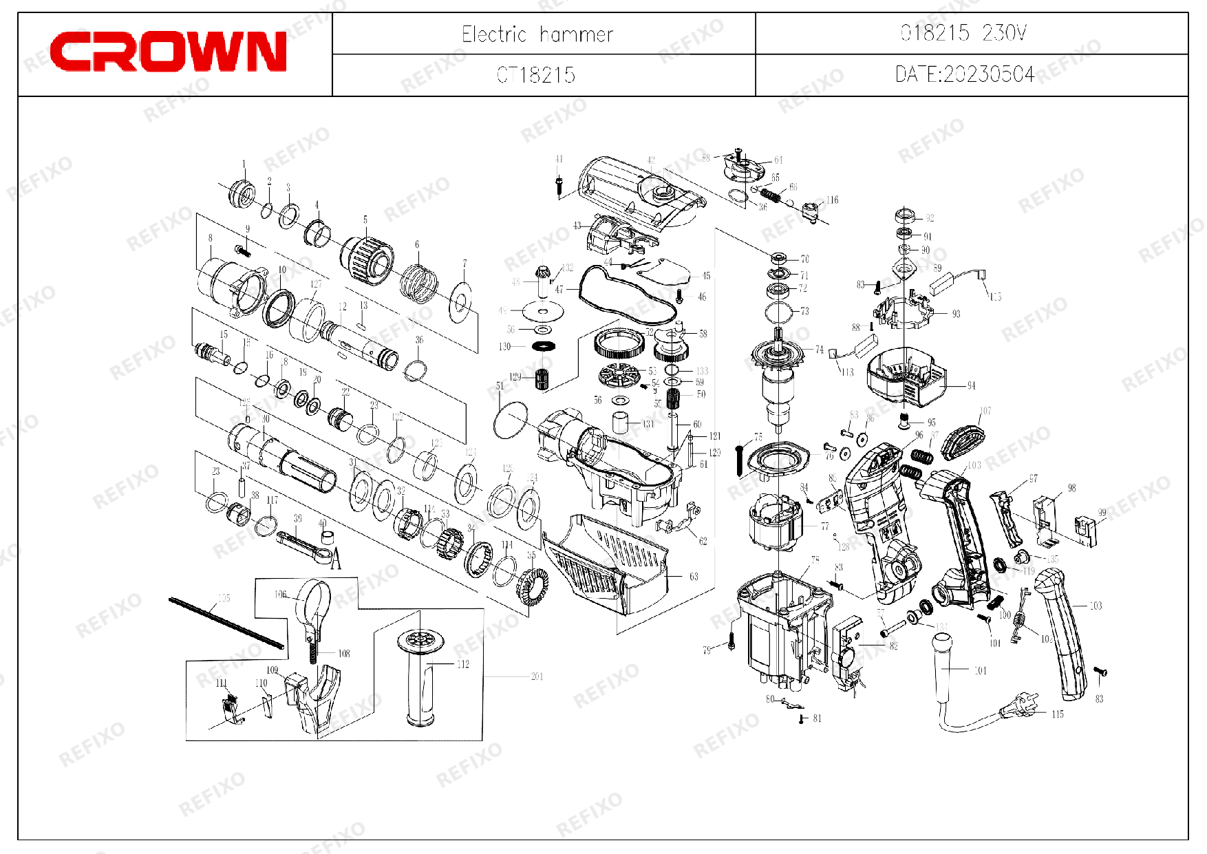 CROWN CT18215V — схема запчастей