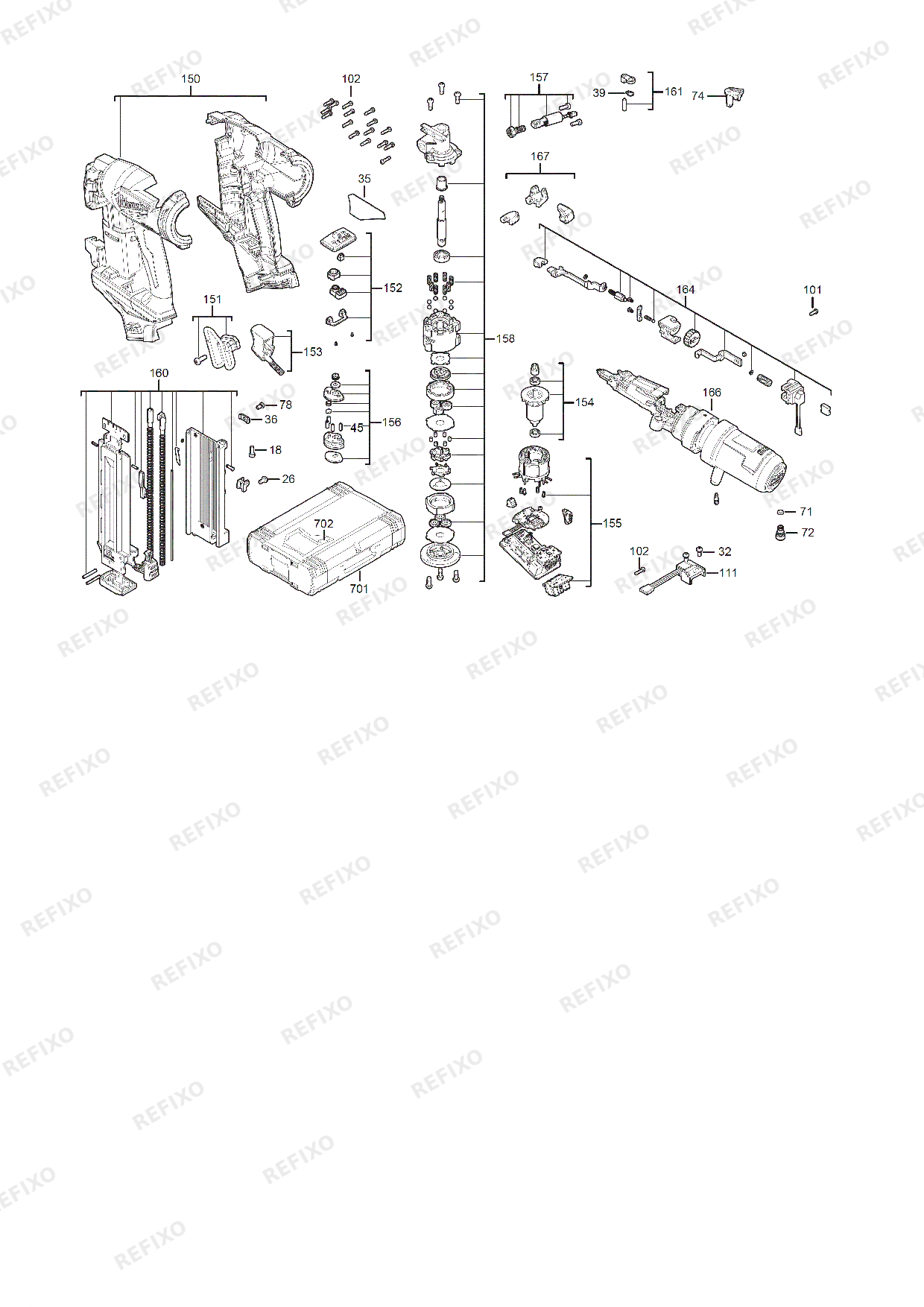 MILWAUKEE M18FN18GS 0X 4933471409 4000474126 — схема запчастей