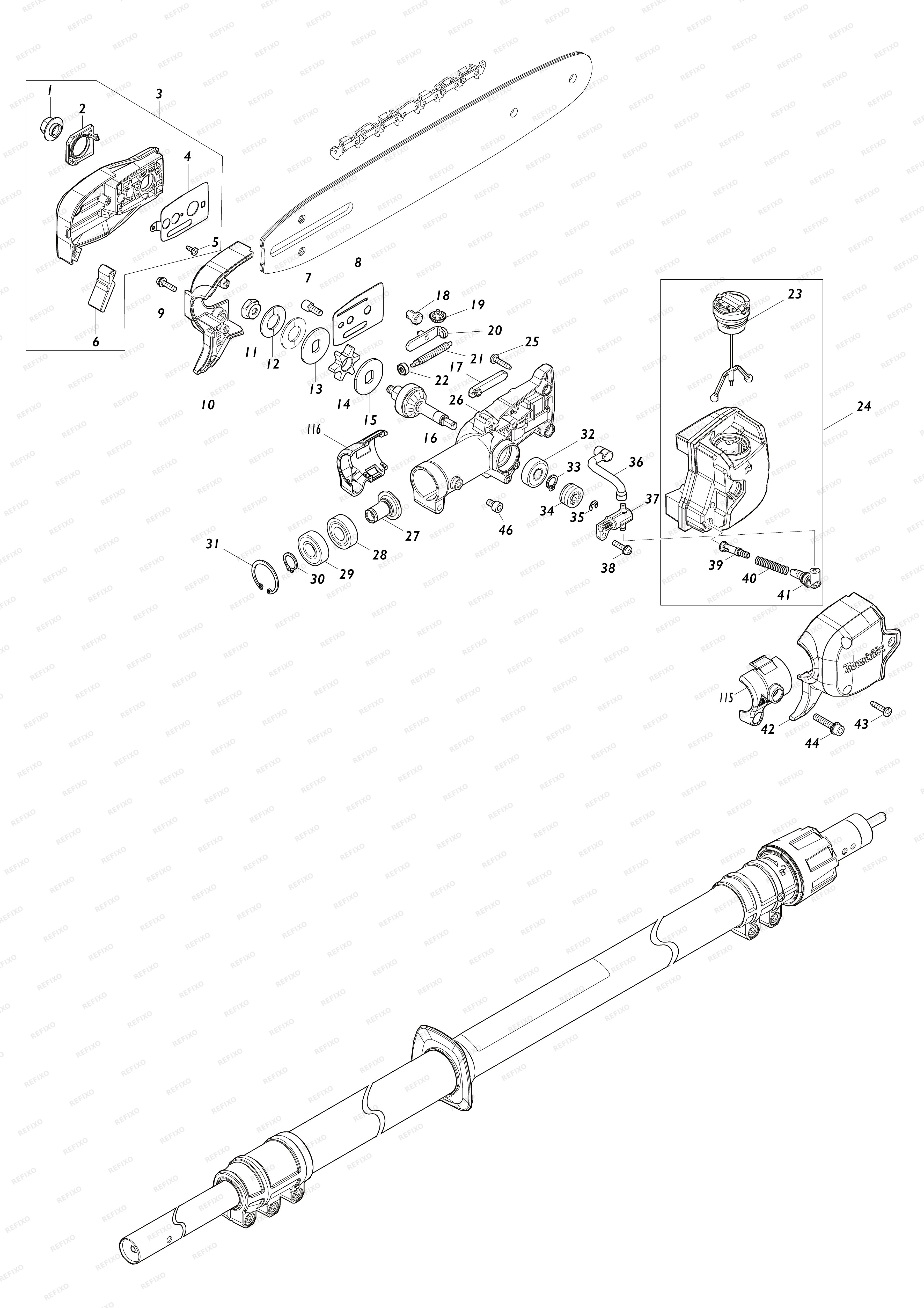 MAKITA DUA301 — схема запчастей