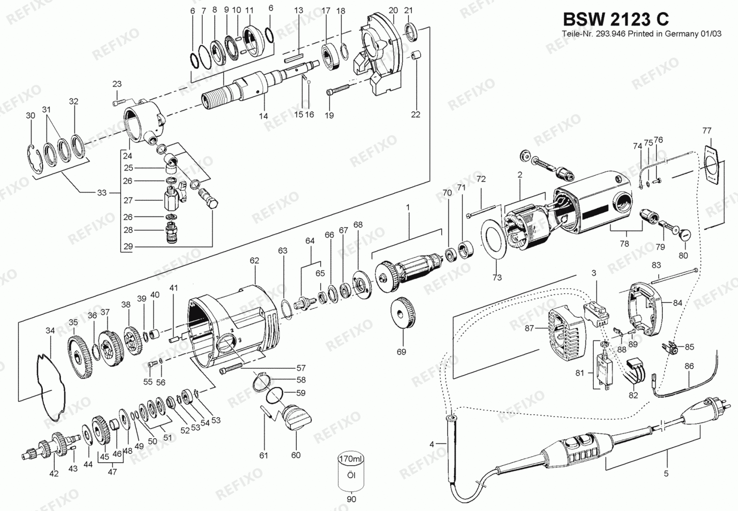 Flex BSW 2123 C 230CEE-FLEX 256840 — схема запчастей