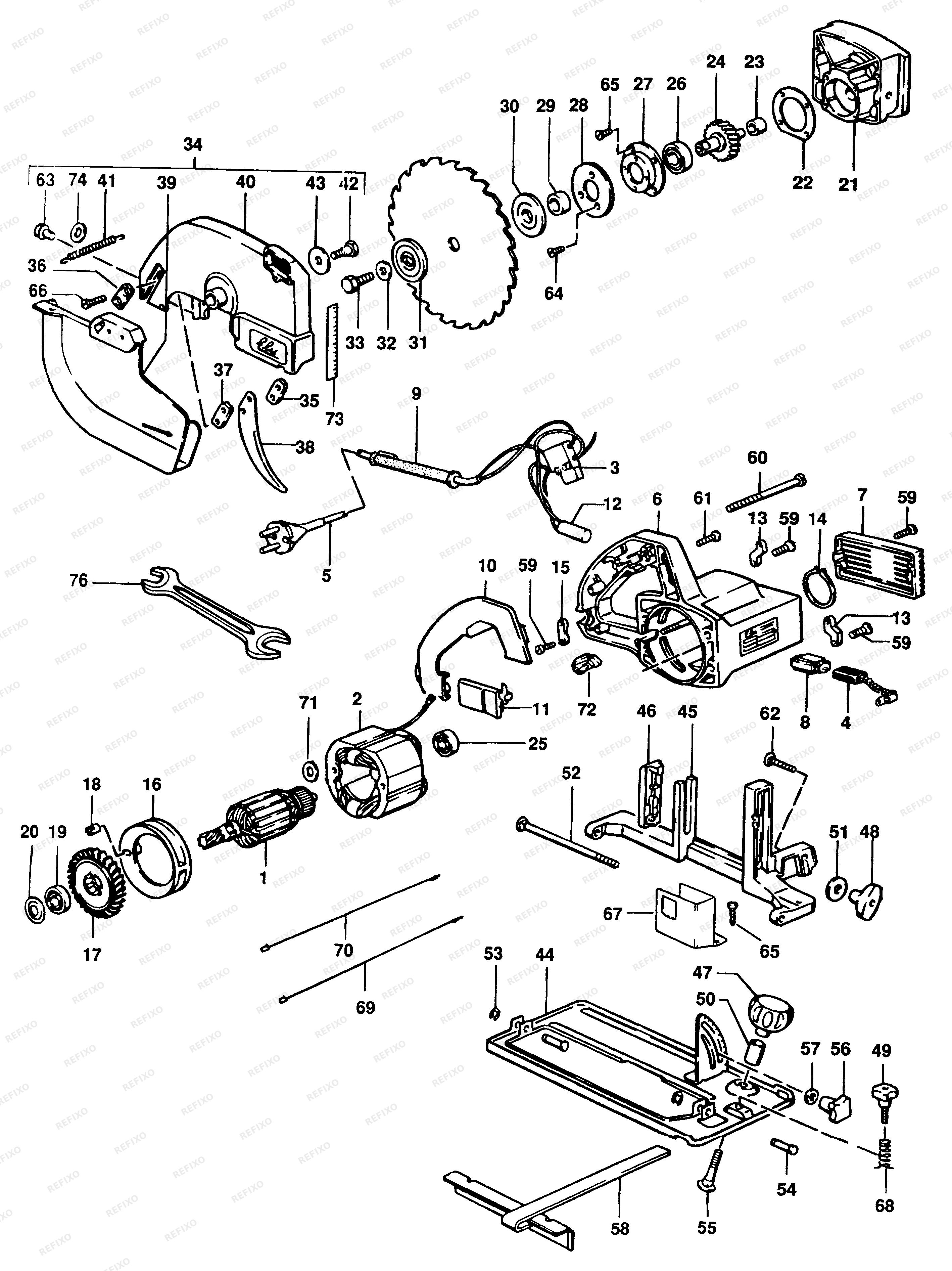 DeWalt ДИСКОВАЯ ПИЛА MH182 — схема запчастей