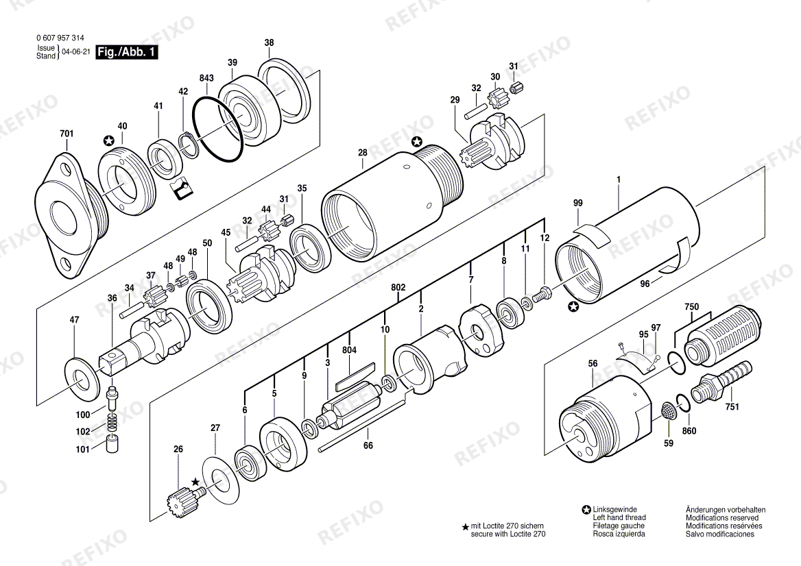 Bosch Einbaumotor 740 WATT-SERIE (0 607 957 314) — схема запчастей