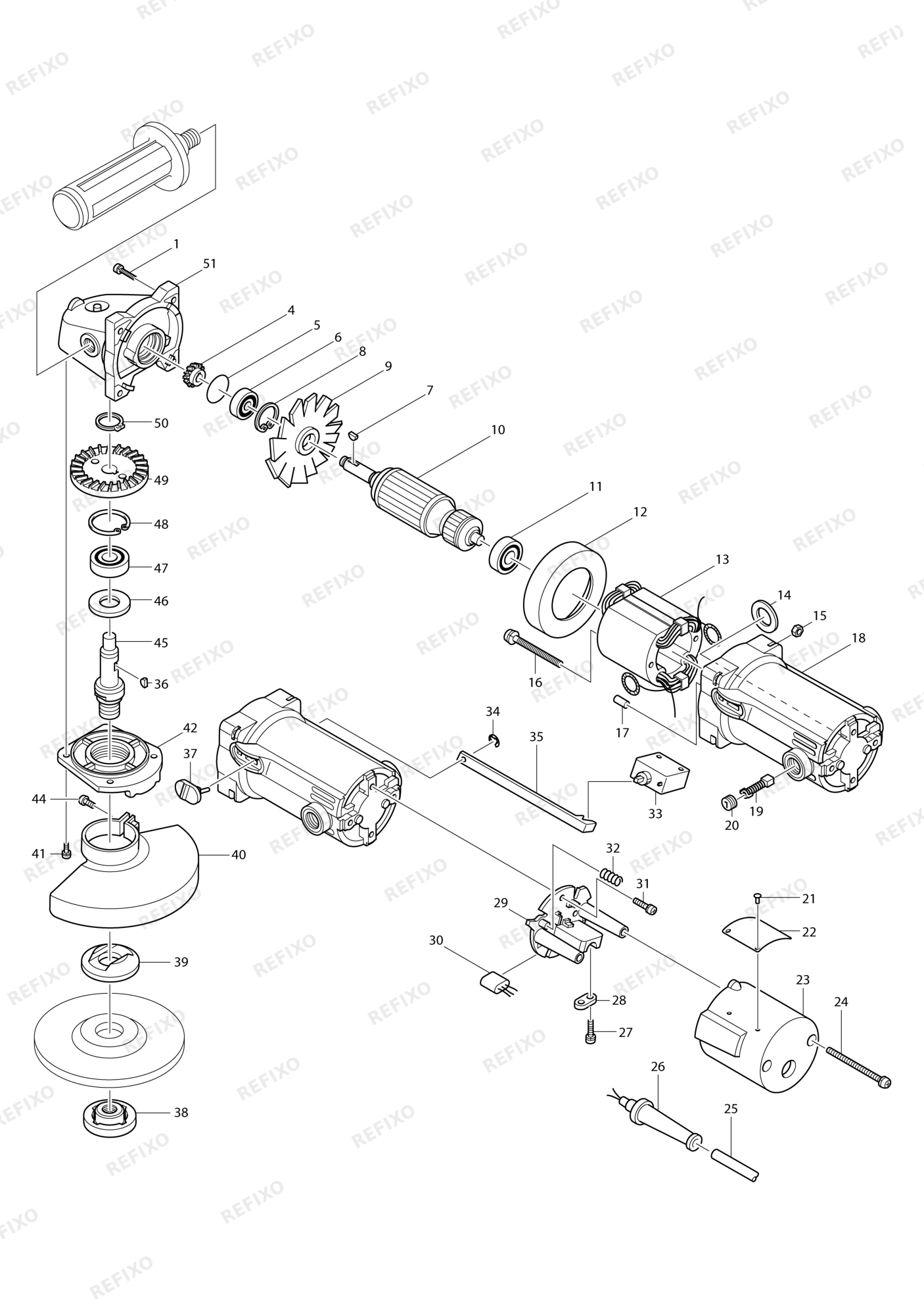MAKITA GA5000 — схема запчастей