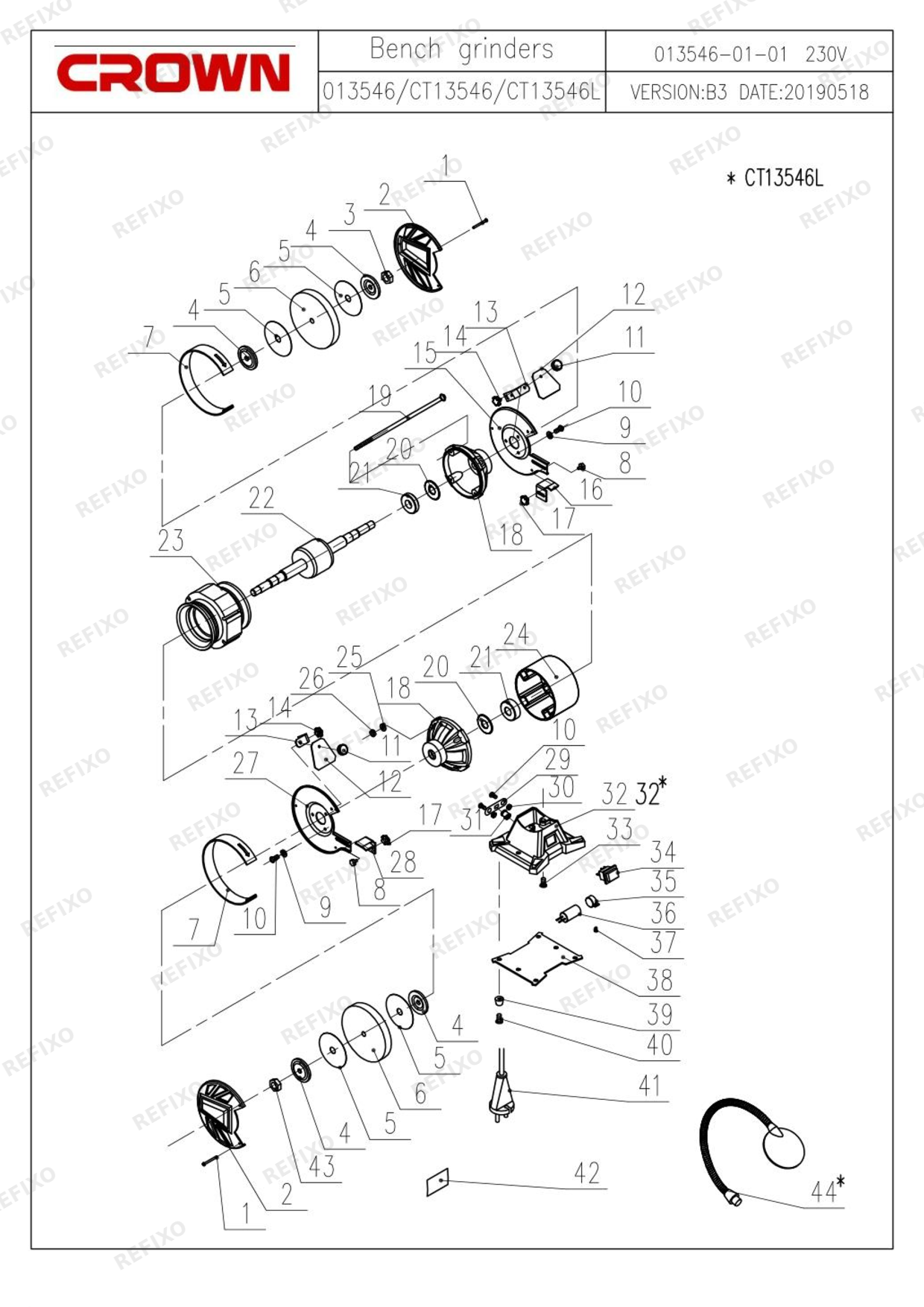 CROWN CT13546L — схема запчастей