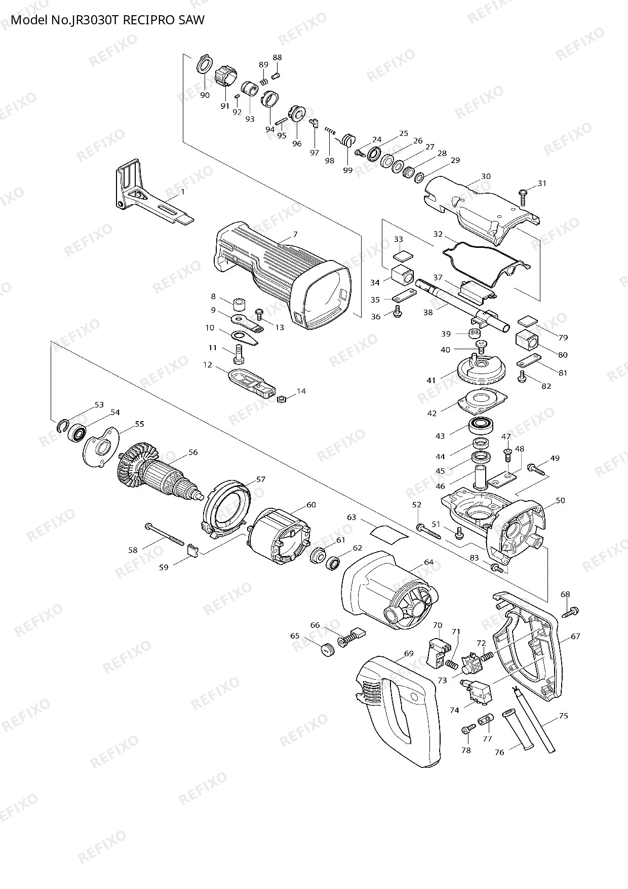 MAKITA JR3030T — схема запчастей