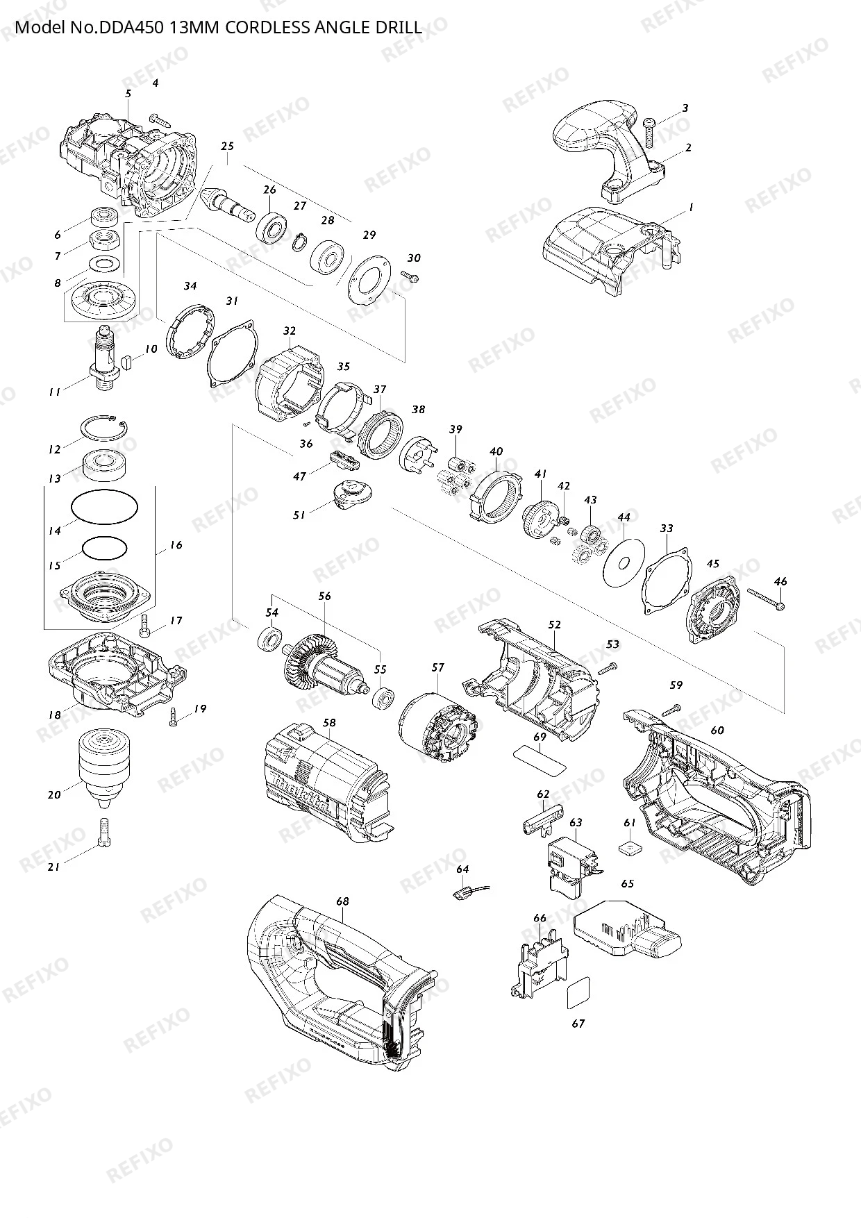 MAKITA DDA450 — схема запчастей