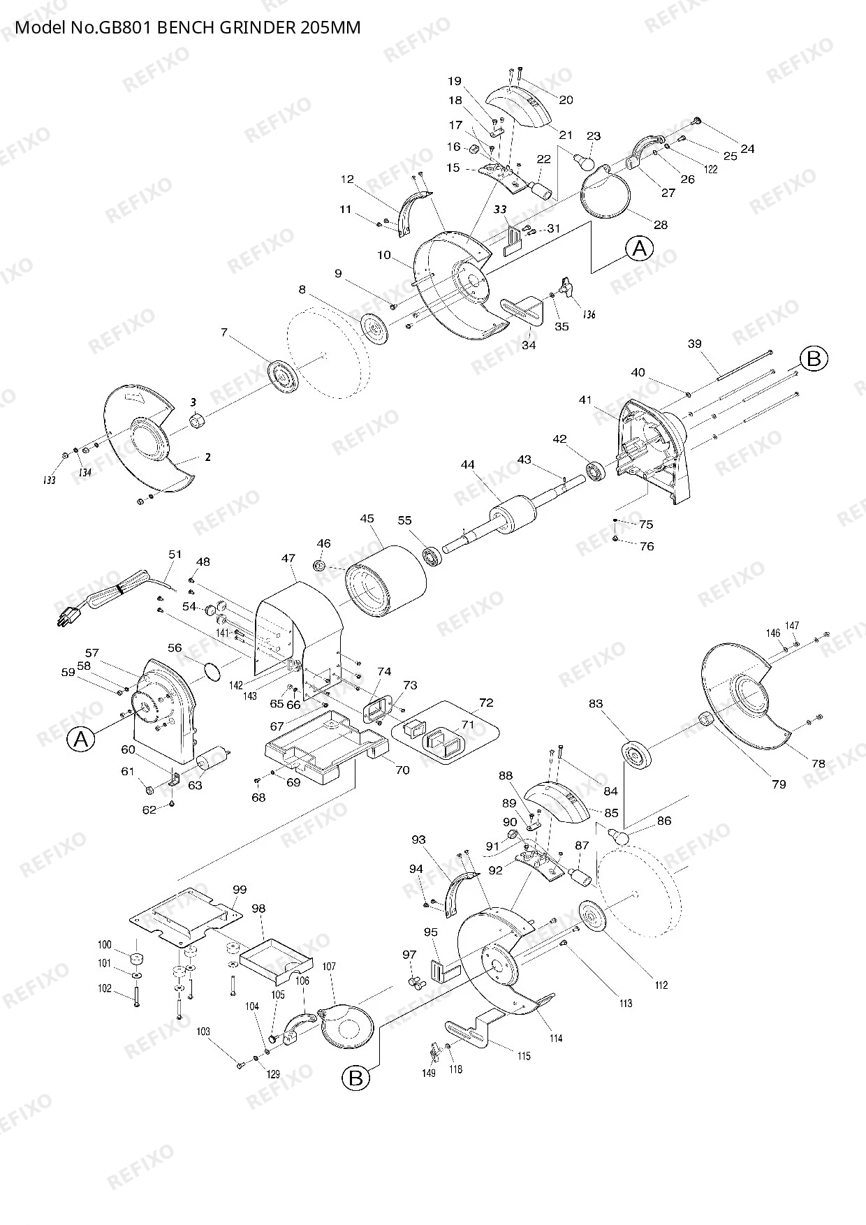 MAKITA GB801 — схема запчастей