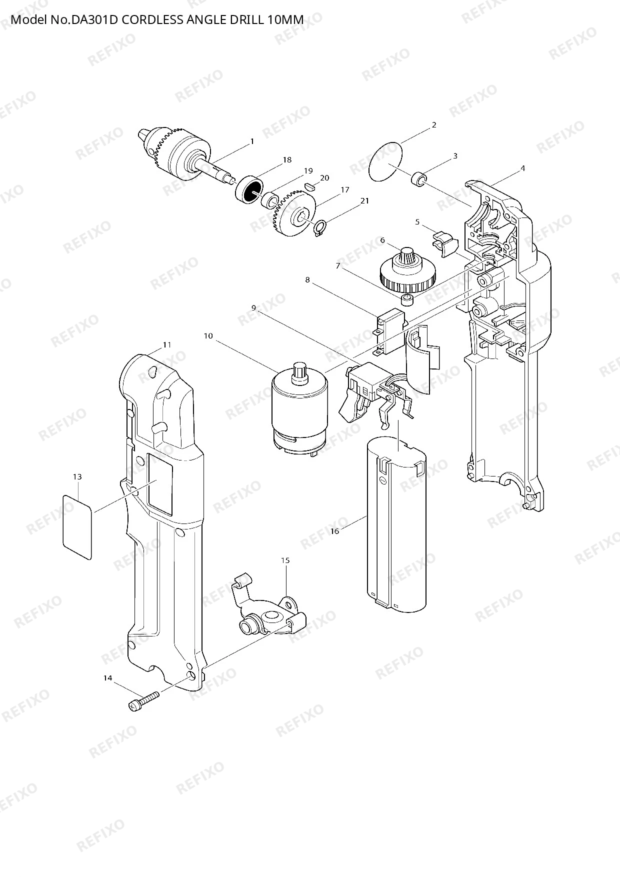MAKITA DA301D — схема запчастей