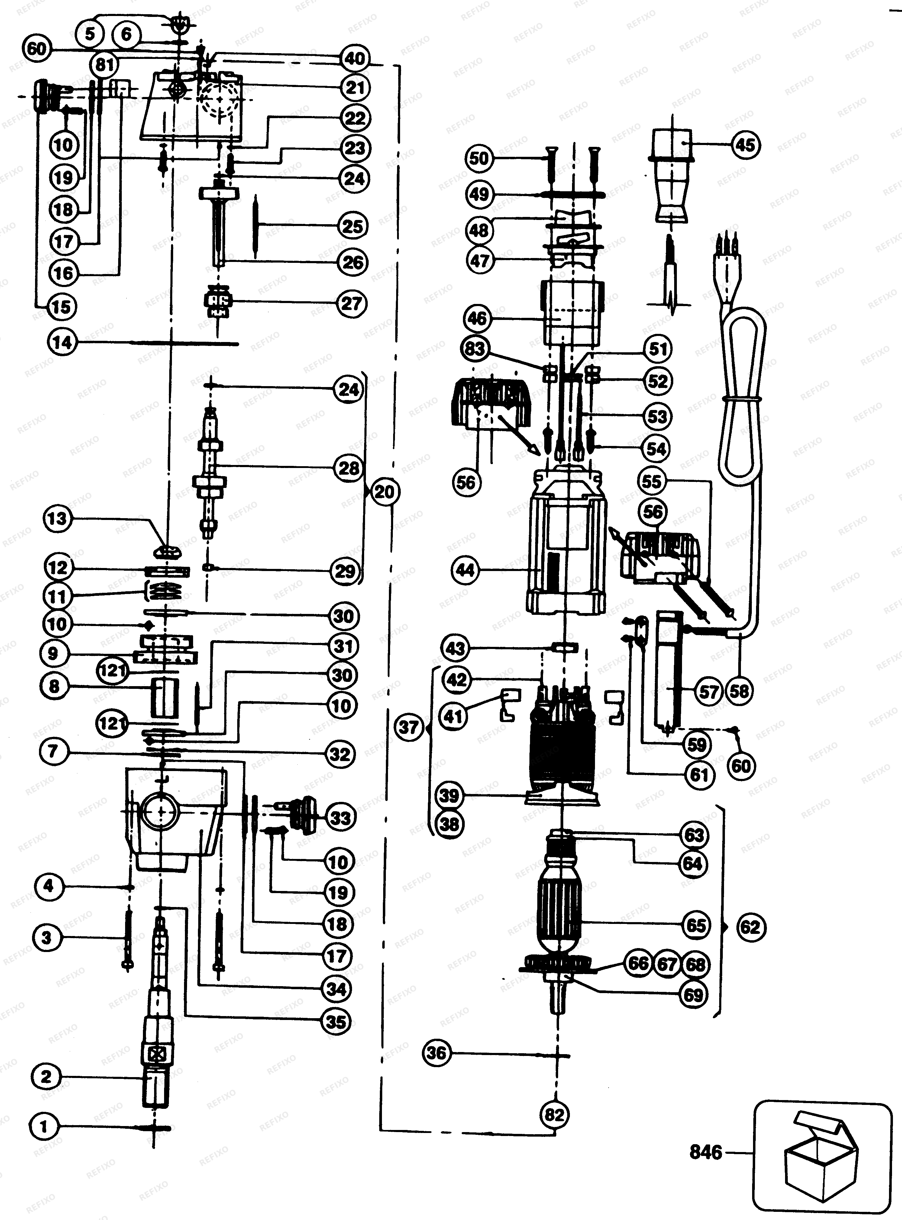 Black&Decker ДРЕЛЬ АЛМАЗНОГО СВЕРЛЕНИЯ P1808T — схема запчастей