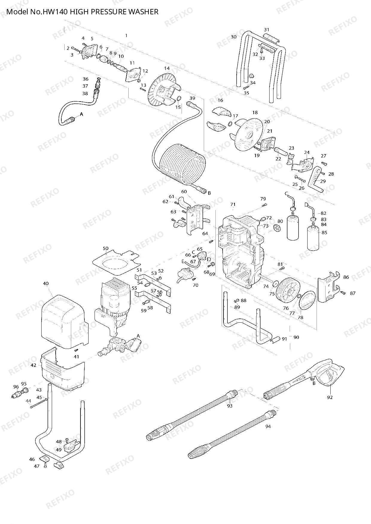 MAKITA HW140 — схема запчастей