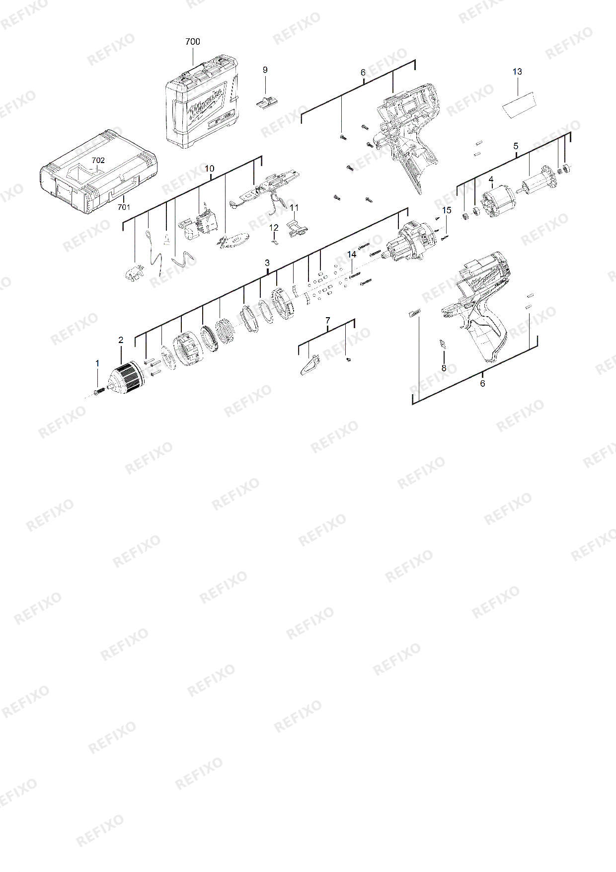 MILWAUKEE M12CDD 0 4933440400 4000448882 — схема запчастей