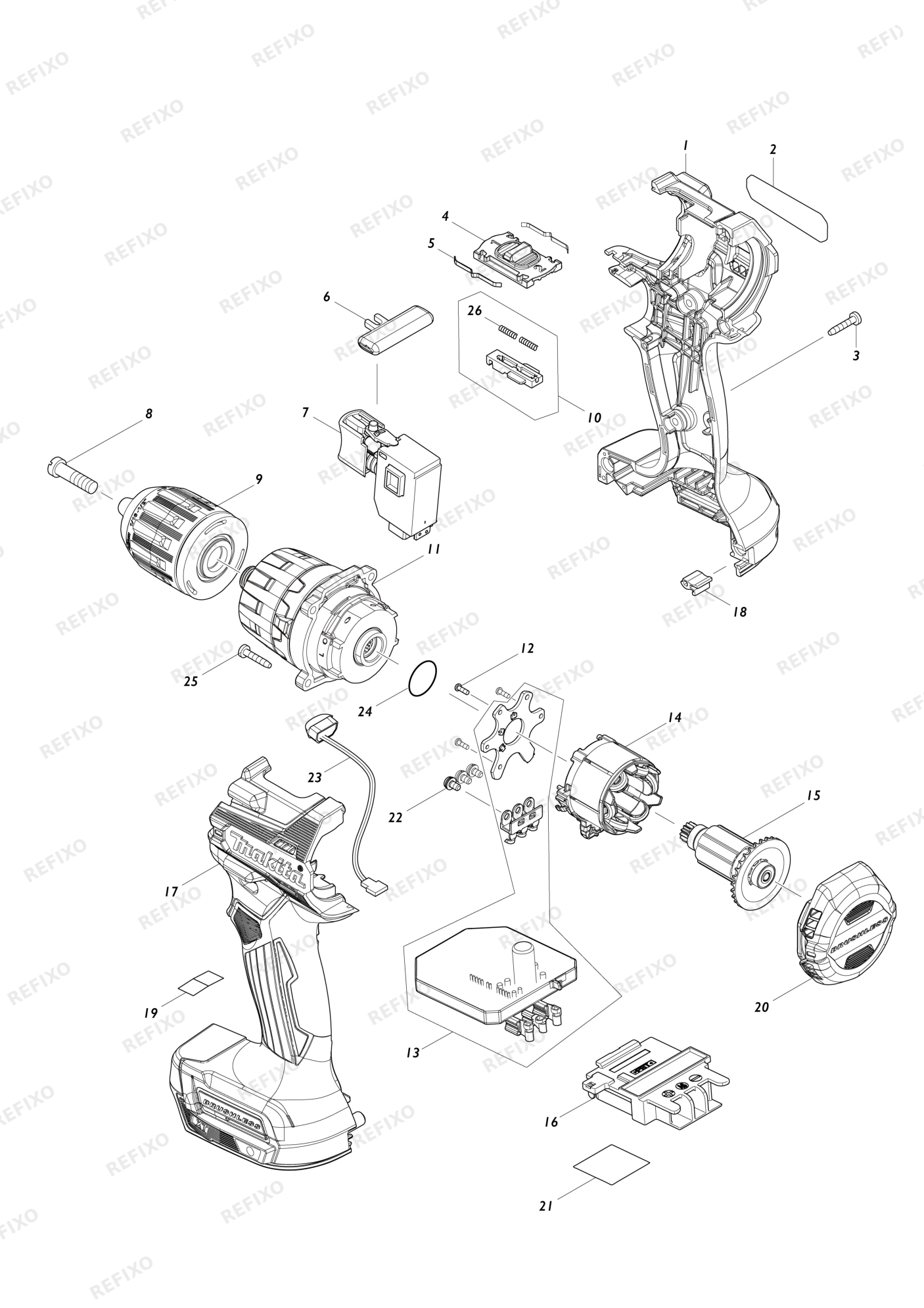 MAKITA DHP487 — схема запчастей