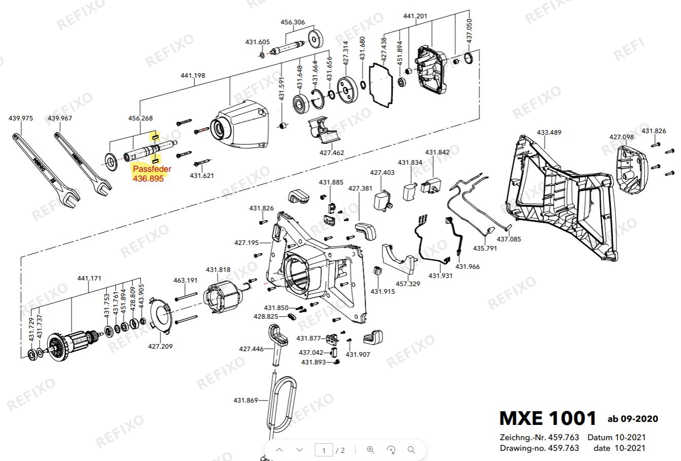Flex MXE 1001 230 CEE — схема запчастей