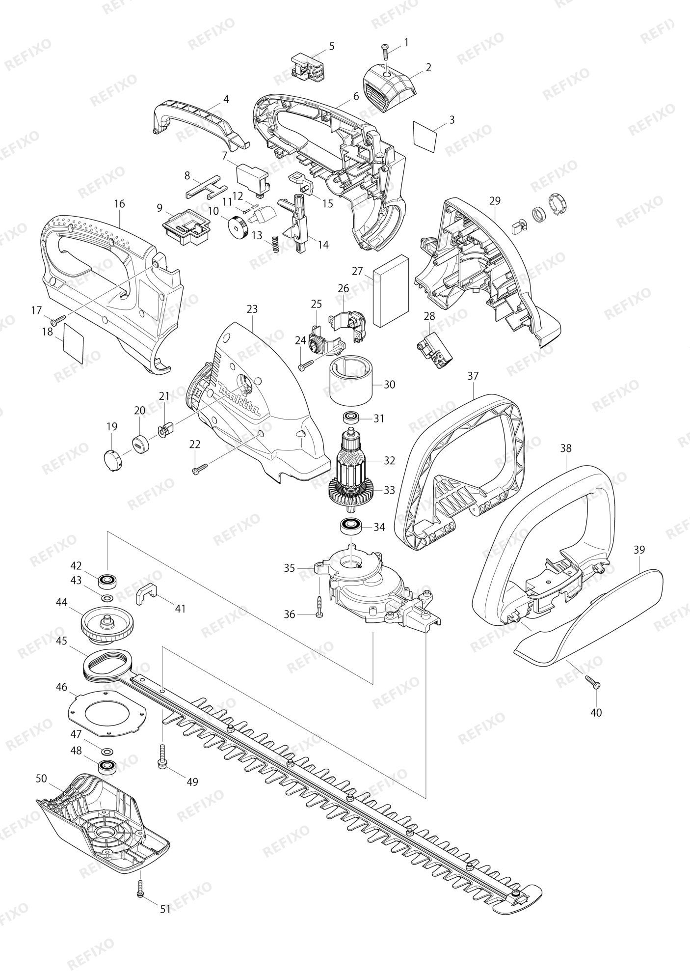 MAKITA BUH550 — схема запчастей