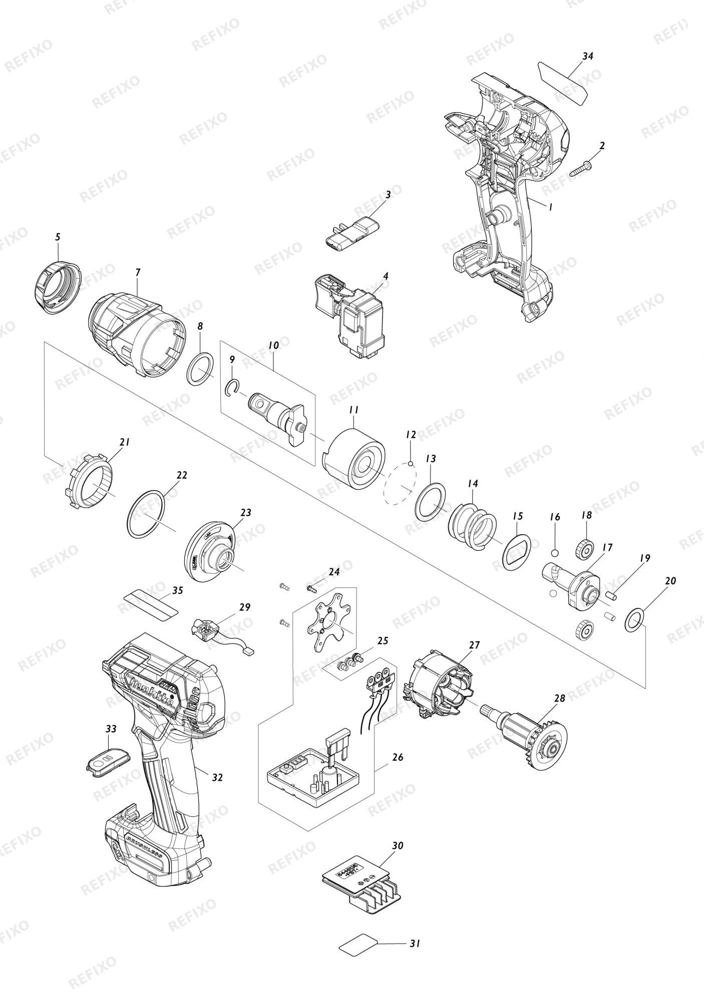 MAKITA TW161D — схема запчастей