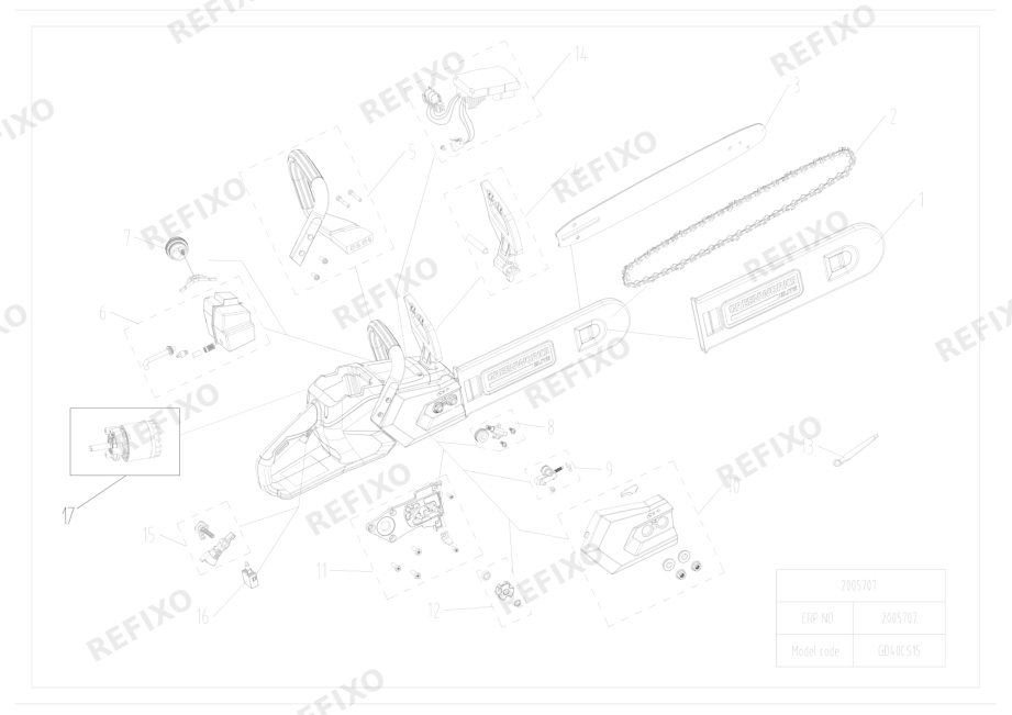 Greenworks 2005707 Exploded view — схема запчастей