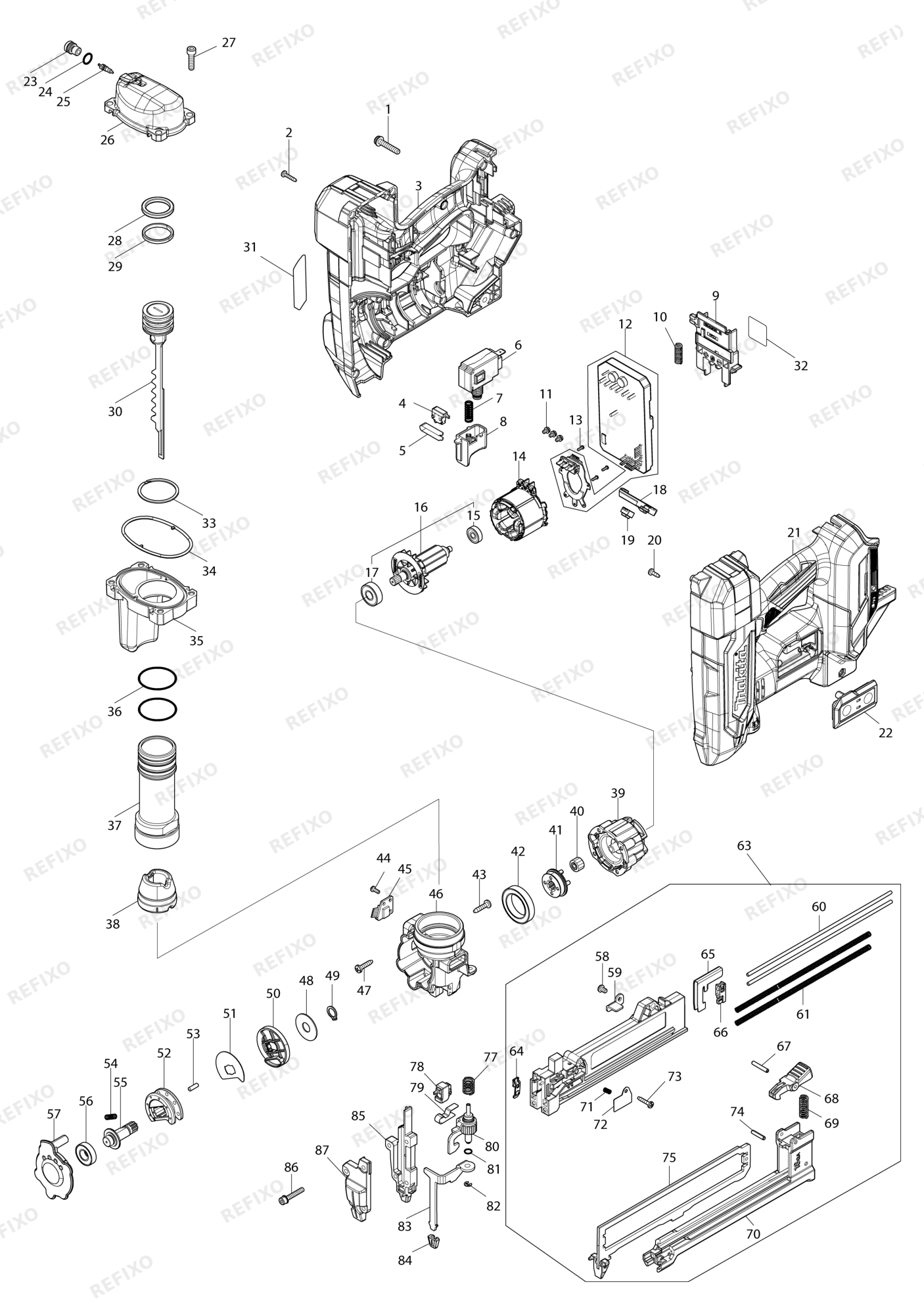 MAKITA DST630 — схема запчастей